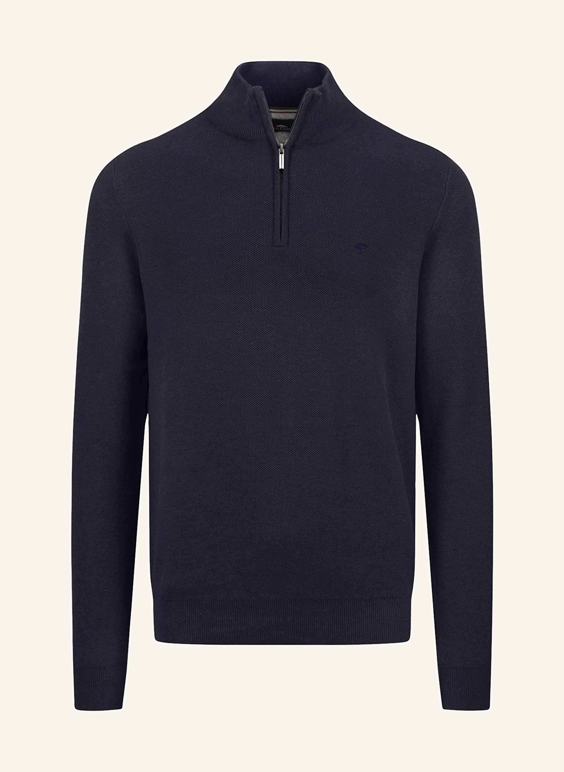 FYNCH-HATTON Baumwoll Troyer Mit Reißverschluss - Sportlicher Pullover Mit Stehkragen