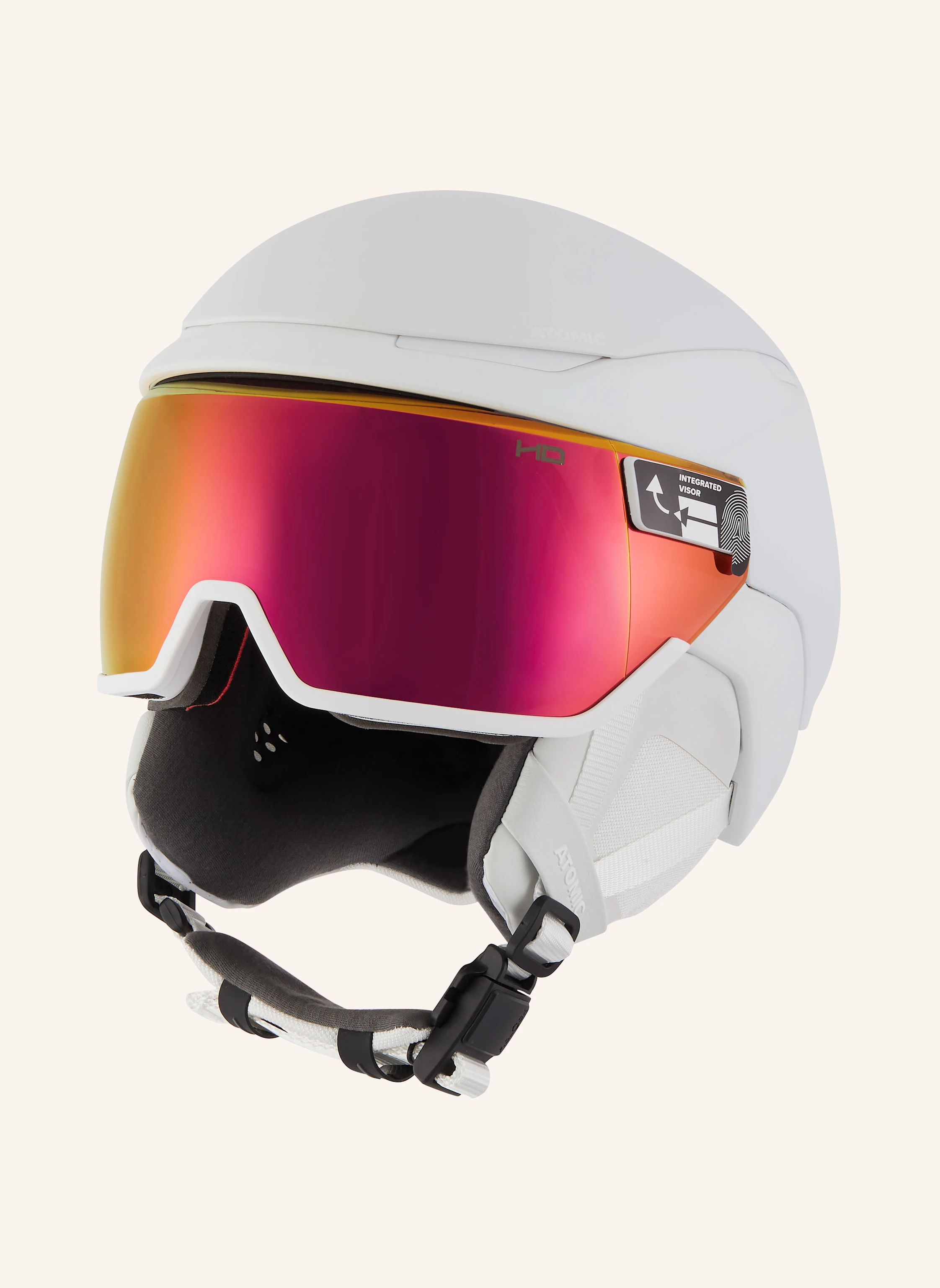 ATOMIC REVENT GT AMID VISOR HD ski helmet with visor in white