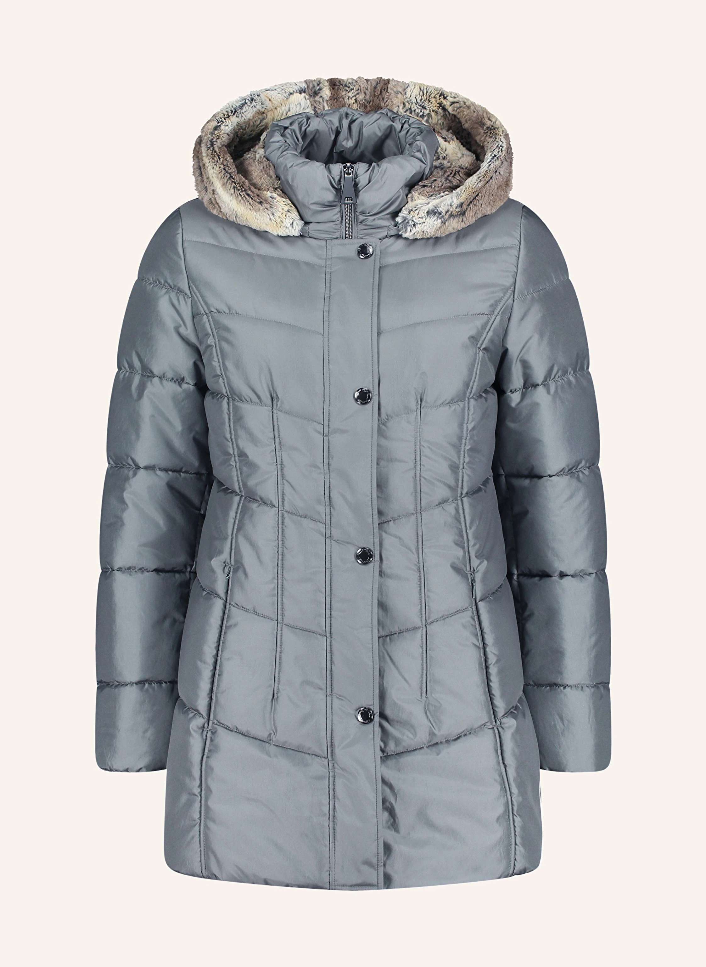 Betty Barclay Steppjacke mit abnehmbarer Kapuze und Kunstfell in