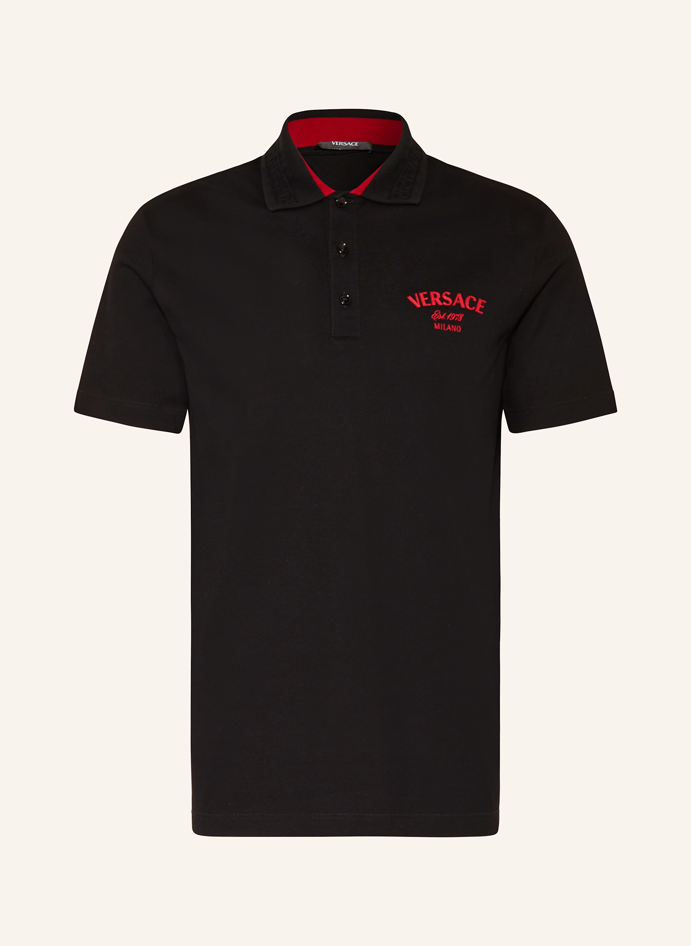 VERSACE Piqué polo shirt in black