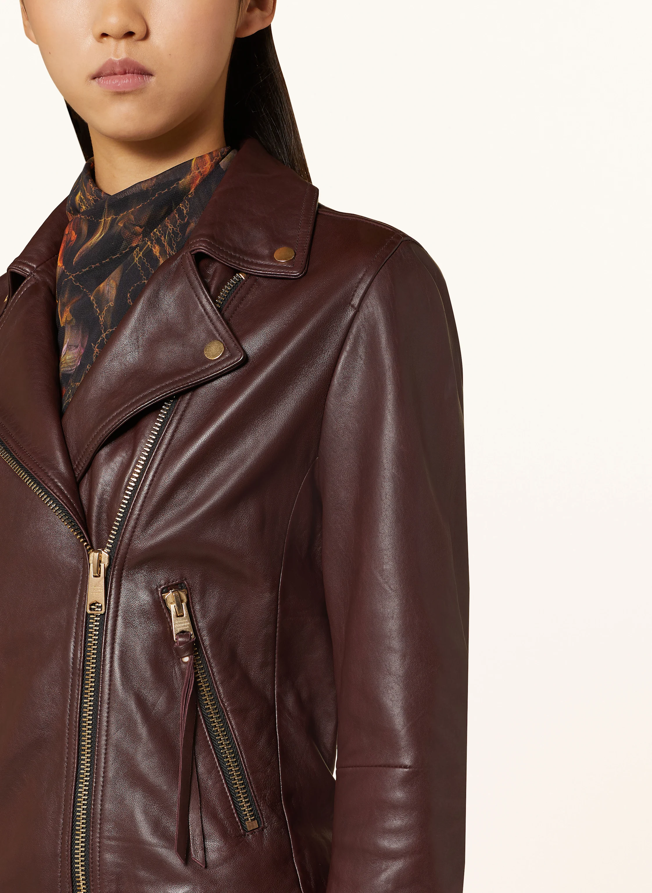 ALLSAINTS Leather jacket DALBY in dark red
