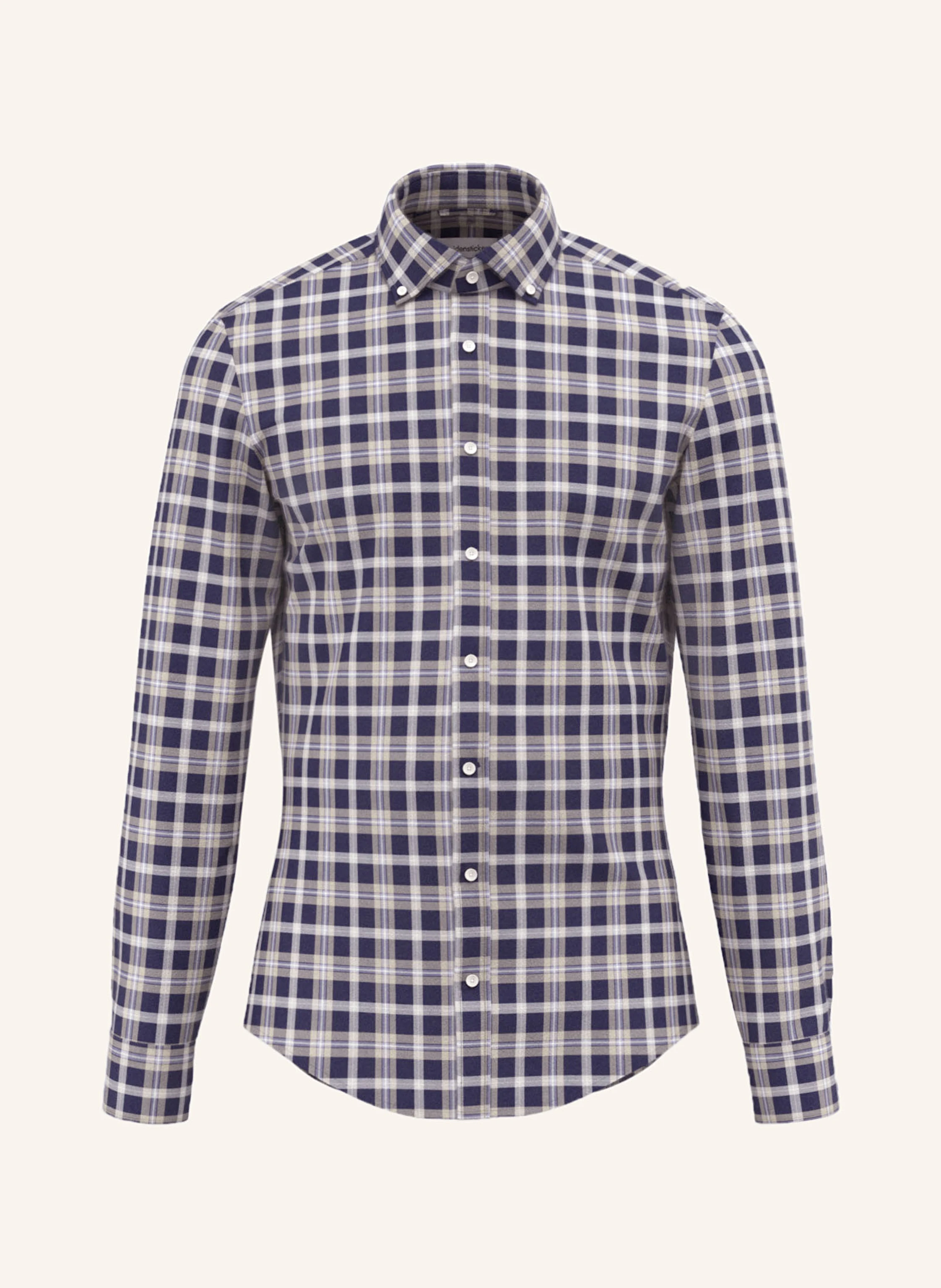 seidensticker Shirt shaped fit in dark blue/ brown