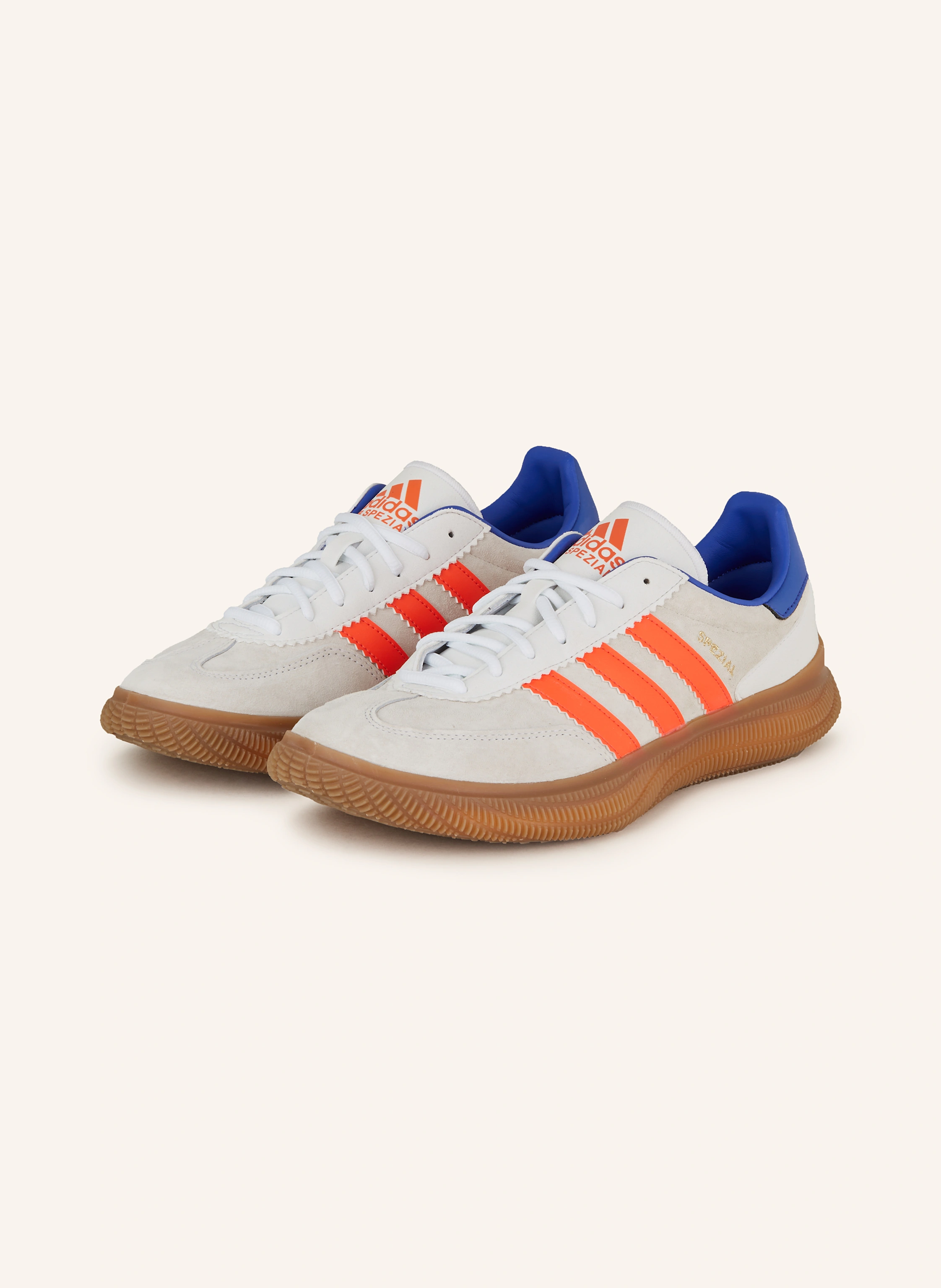 adidas HB SPEZIAL PRO indoor shoes in white/ neon orange/ blue