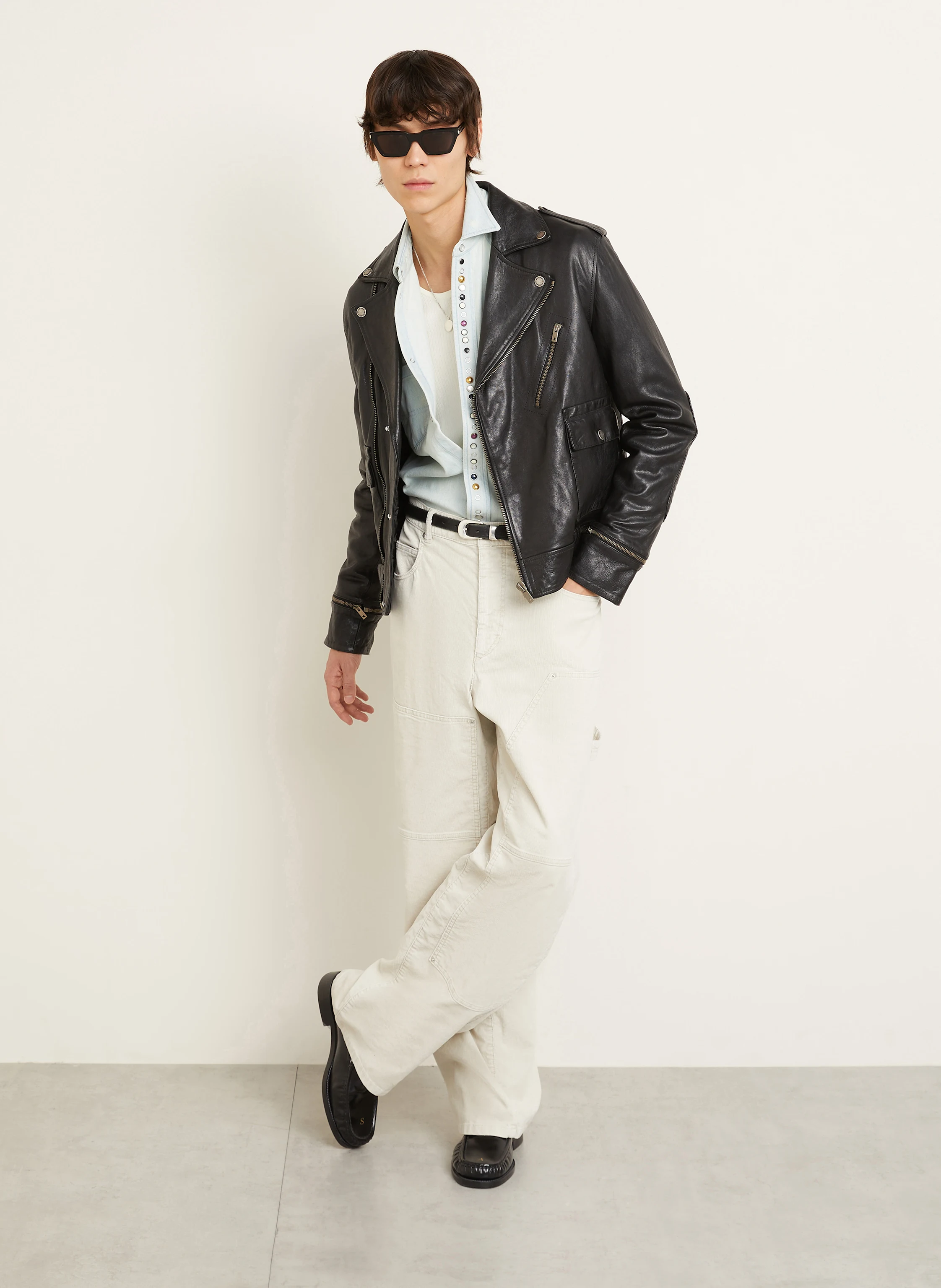 GOLDEN GOOSE Leather jacket JOURNEY in black