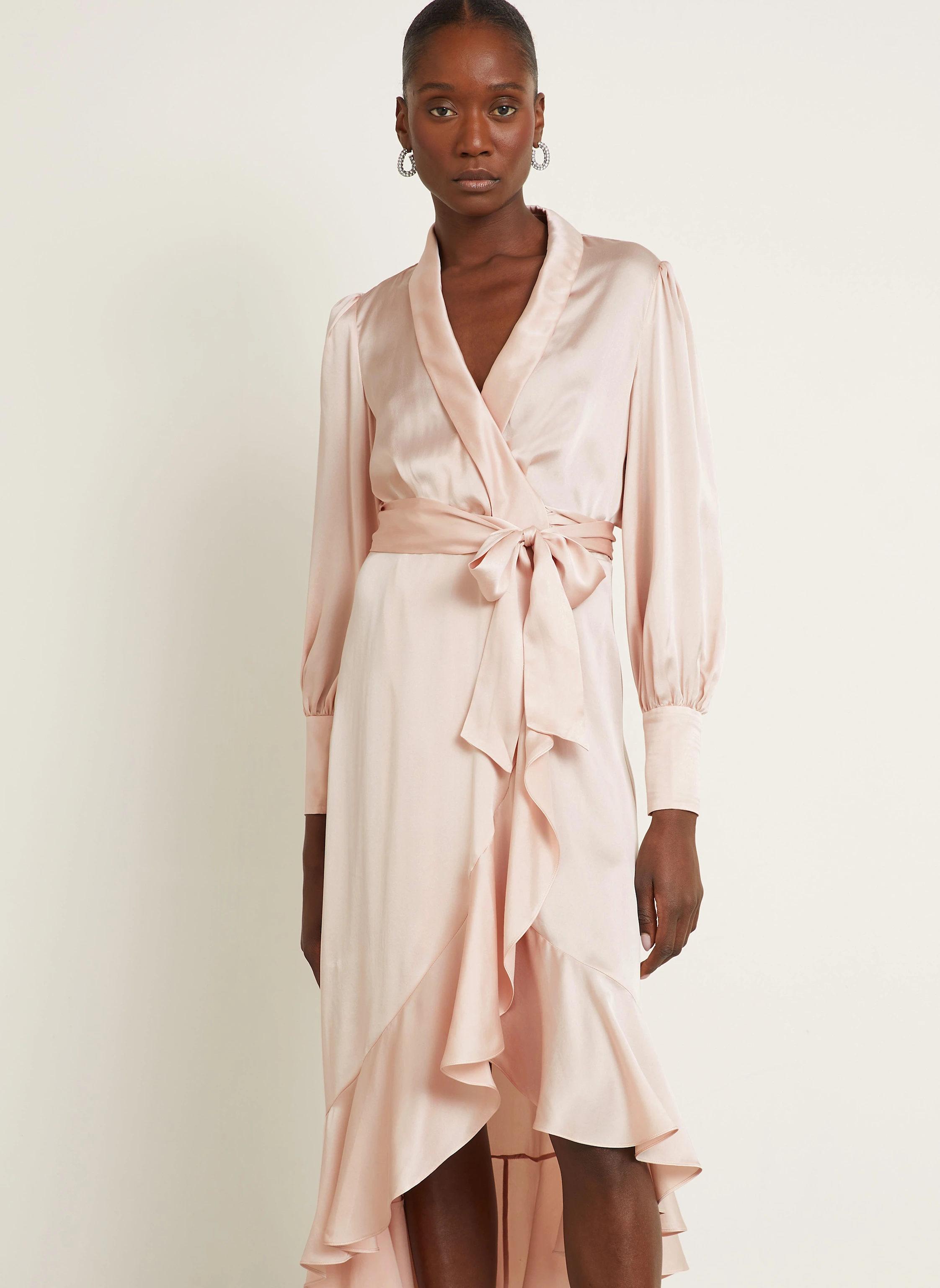 drop waist maxi dress long sleeve Chantelle | Black High-Neck Maxi Dress With Drop-Waist And Cape-Sleeves