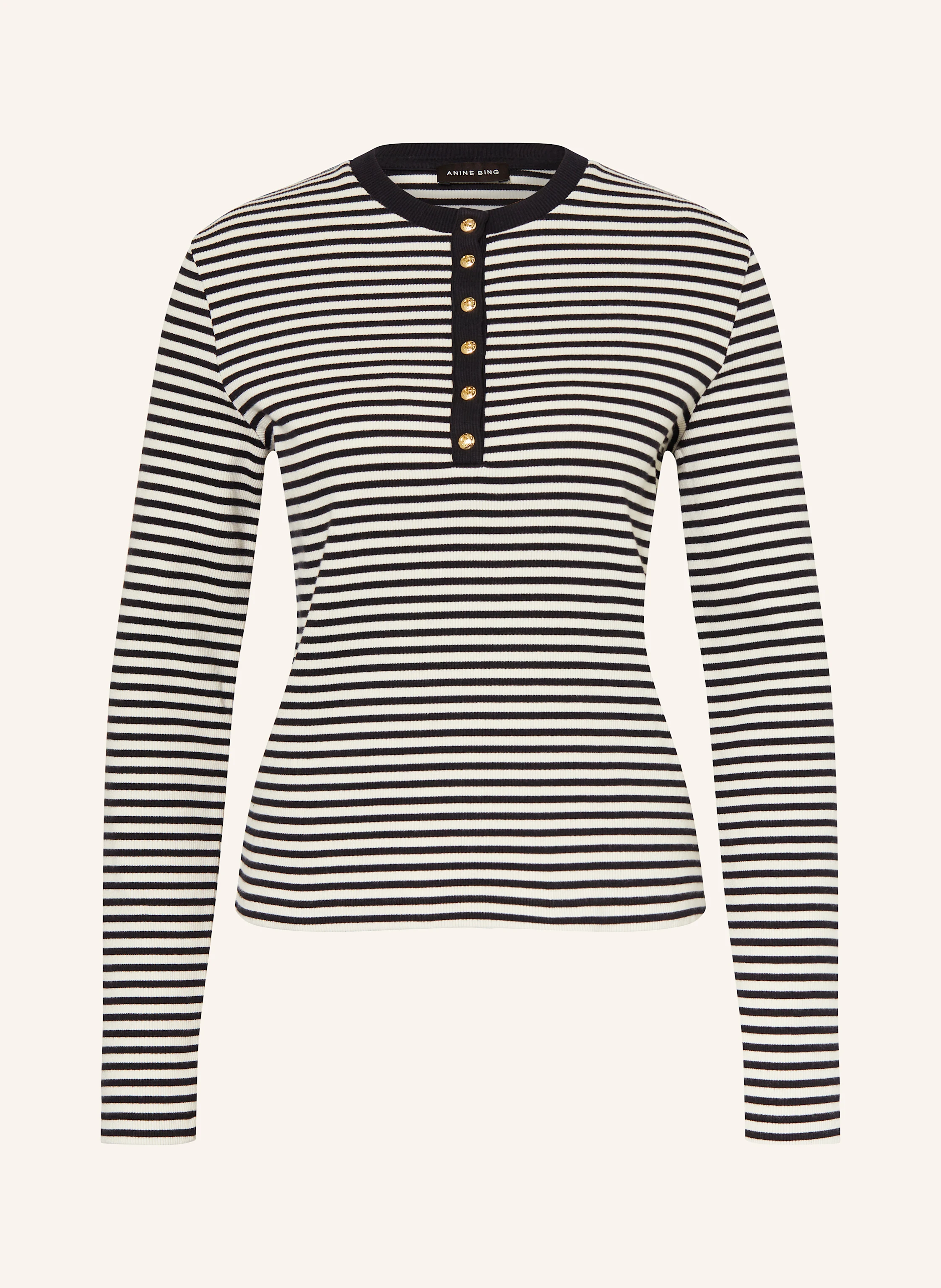 ANINE BING Long sleeve shirt ALESSIA in black / cream