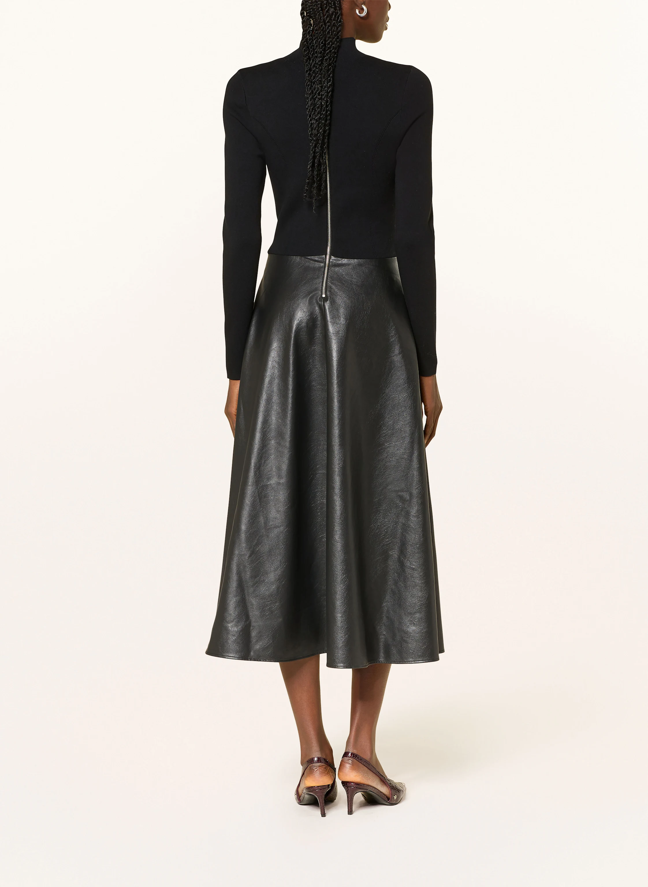TED BAKER NOVIVA dress in mixed materials in black