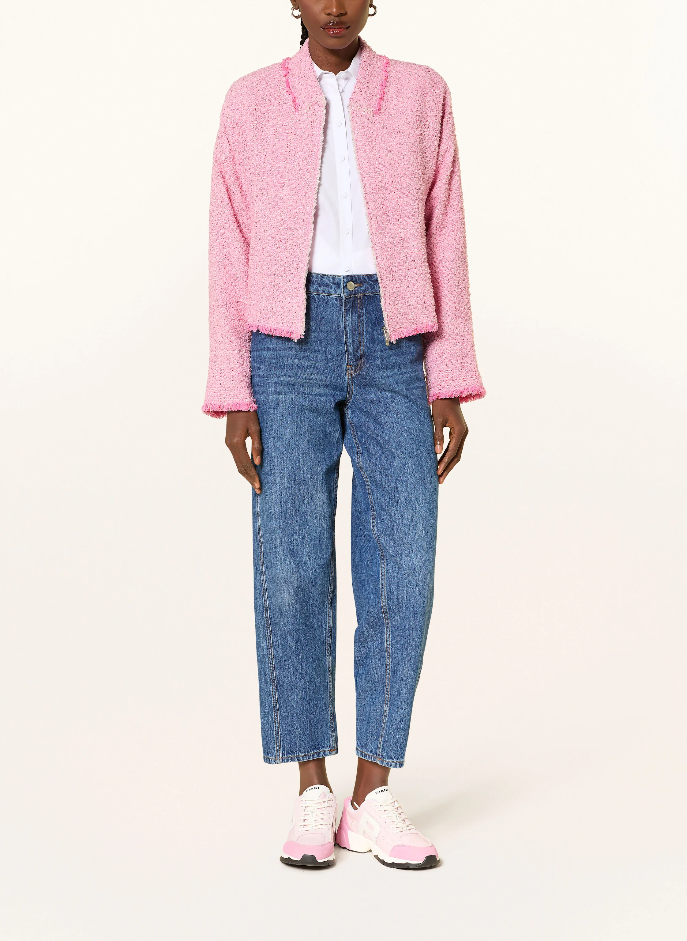 RIANI Tweed bomber jacket with glitter yarn: PINK
