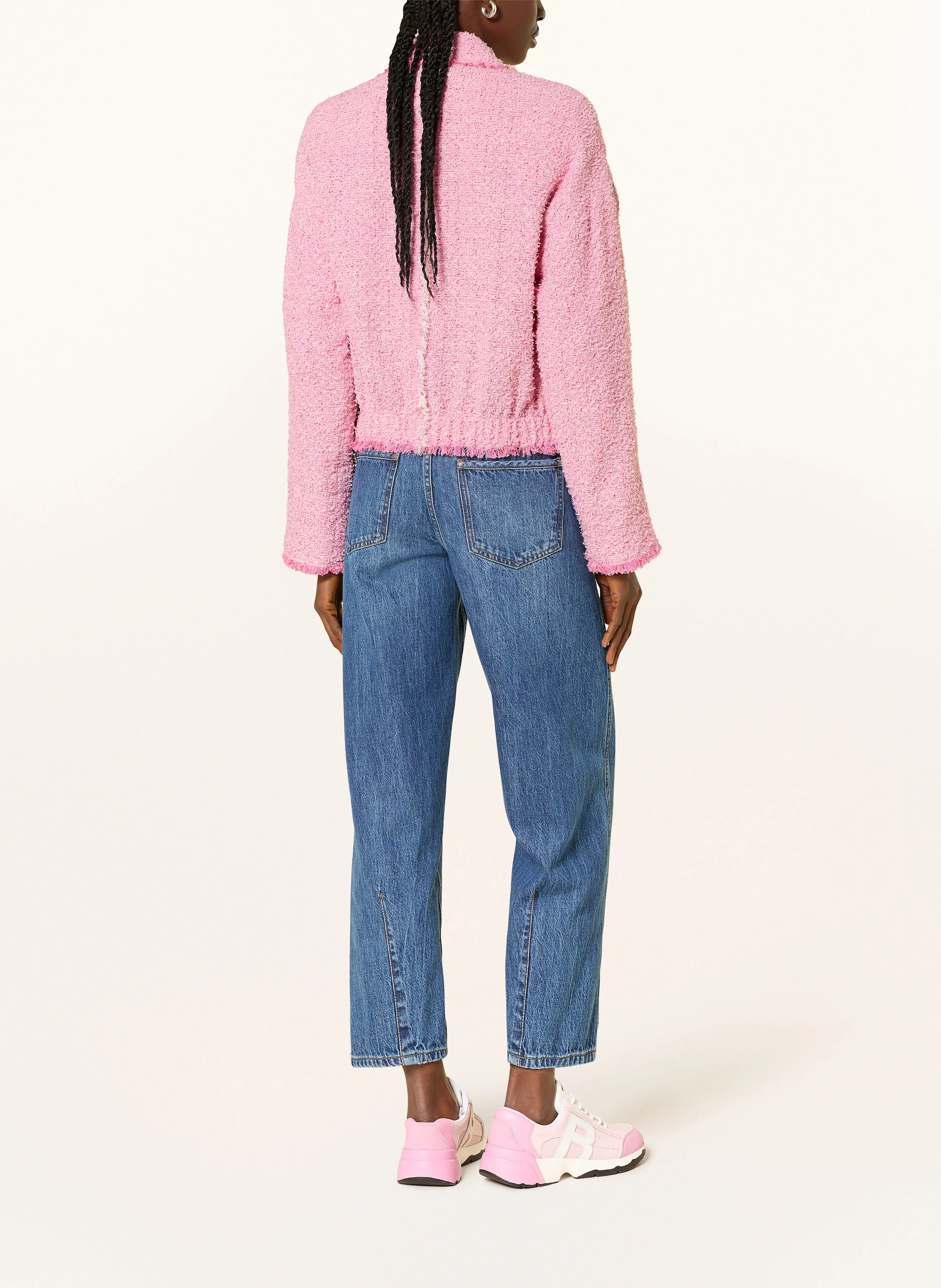 RIANI Tweed bomber jacket with glitter yarn: PINK