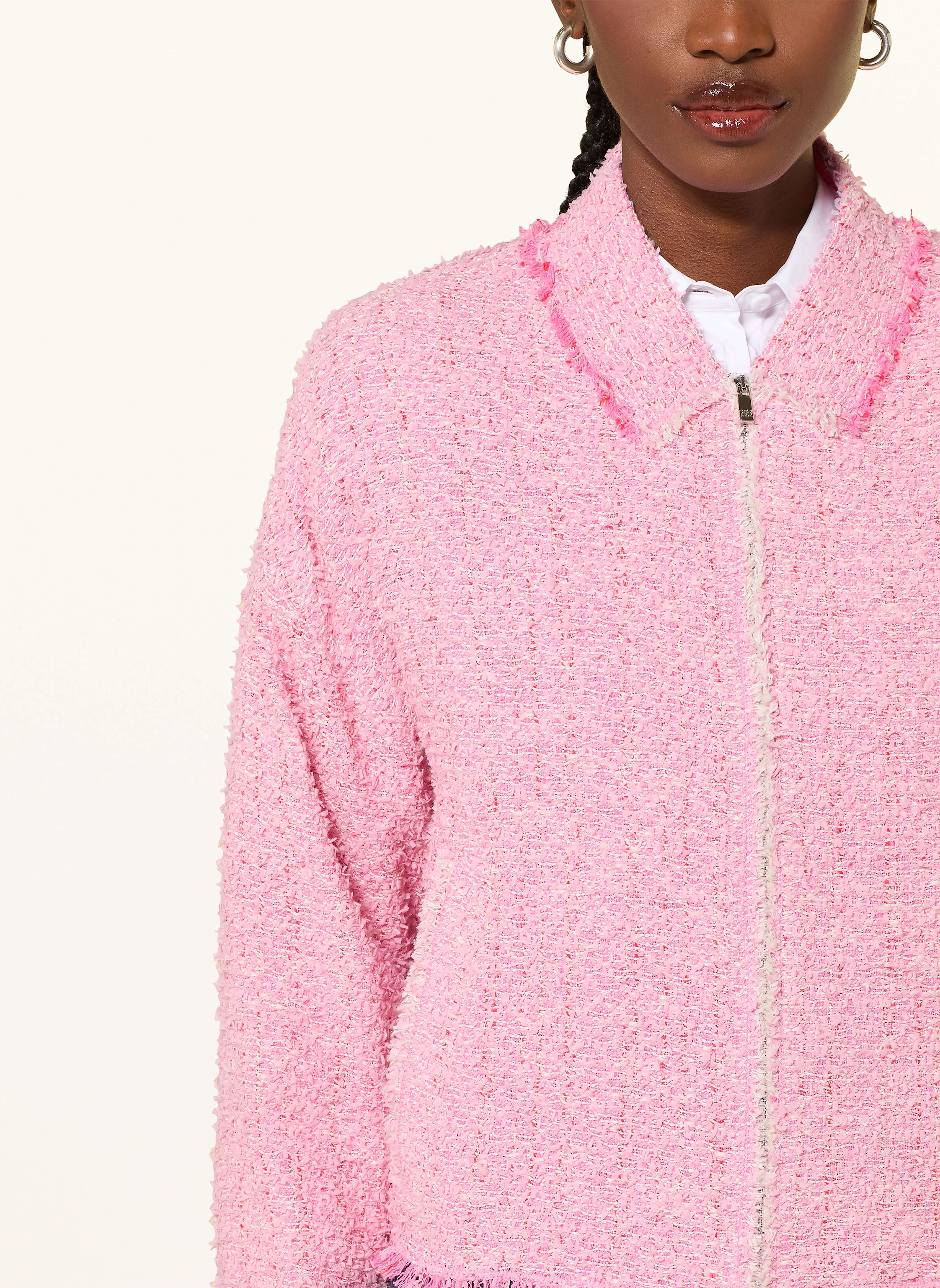 RIANI Tweed bomber jacket with glitter yarn: PINK