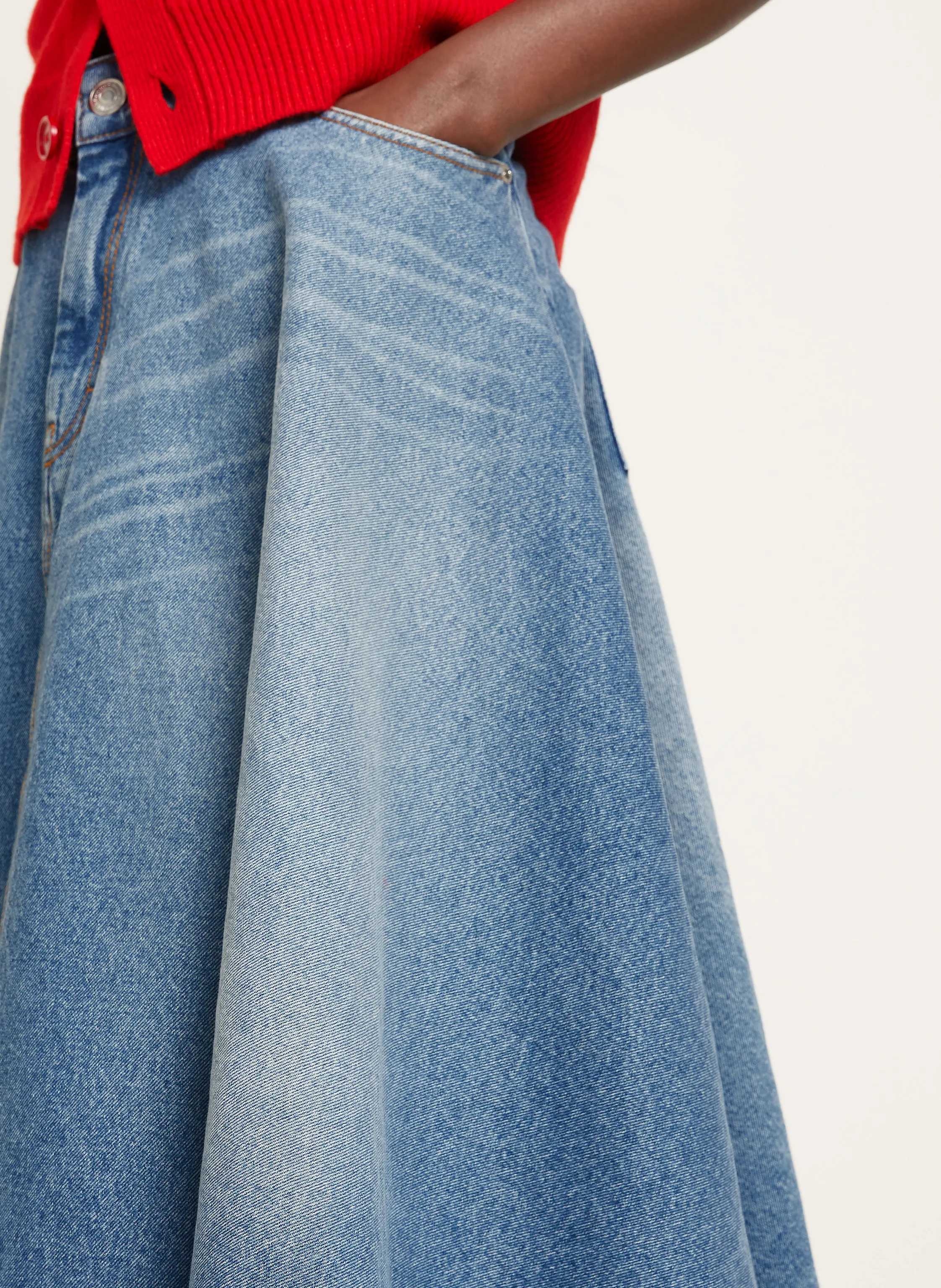 AMI｜SKIRTS (FSK038 DE0046 480) Blue Cotton Flare Mini Skirt AMI FSK038.DE0046 480 - Gianni
