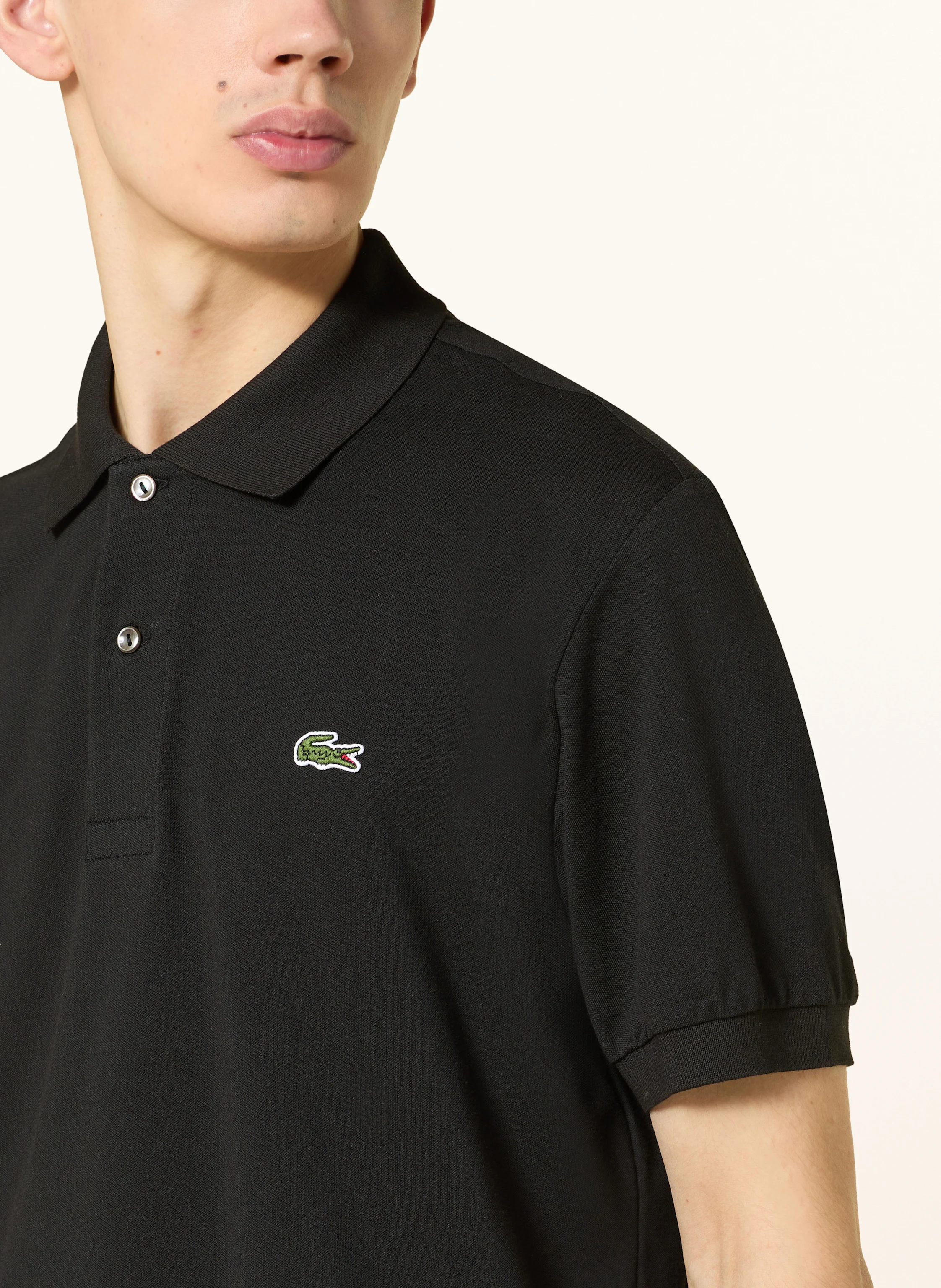 LACOSTE Piqué polo shirt: BLACK