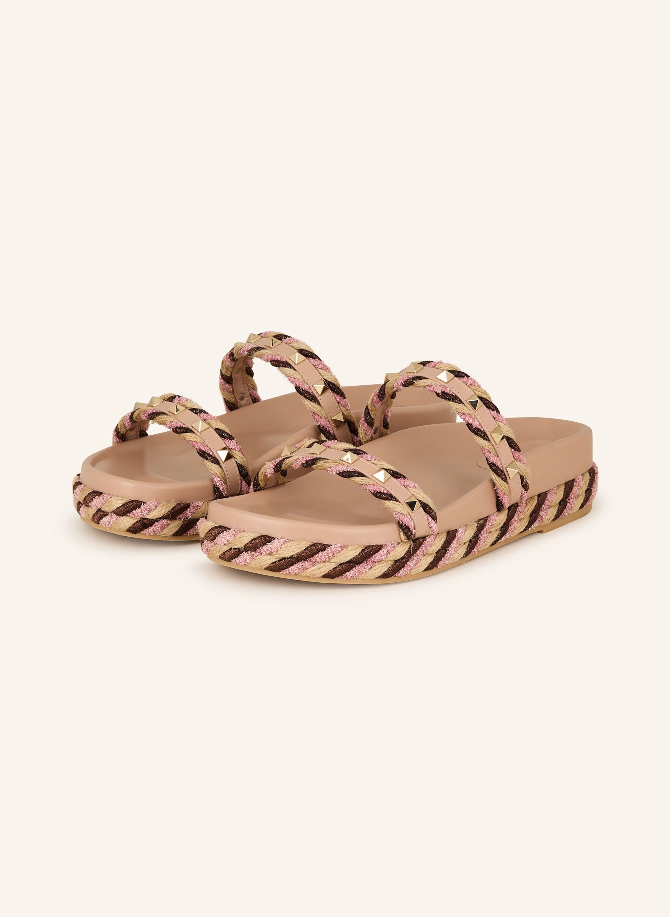 VALENTINO GARAVANI Slides ROCKSTUD with rivets and glitter thread