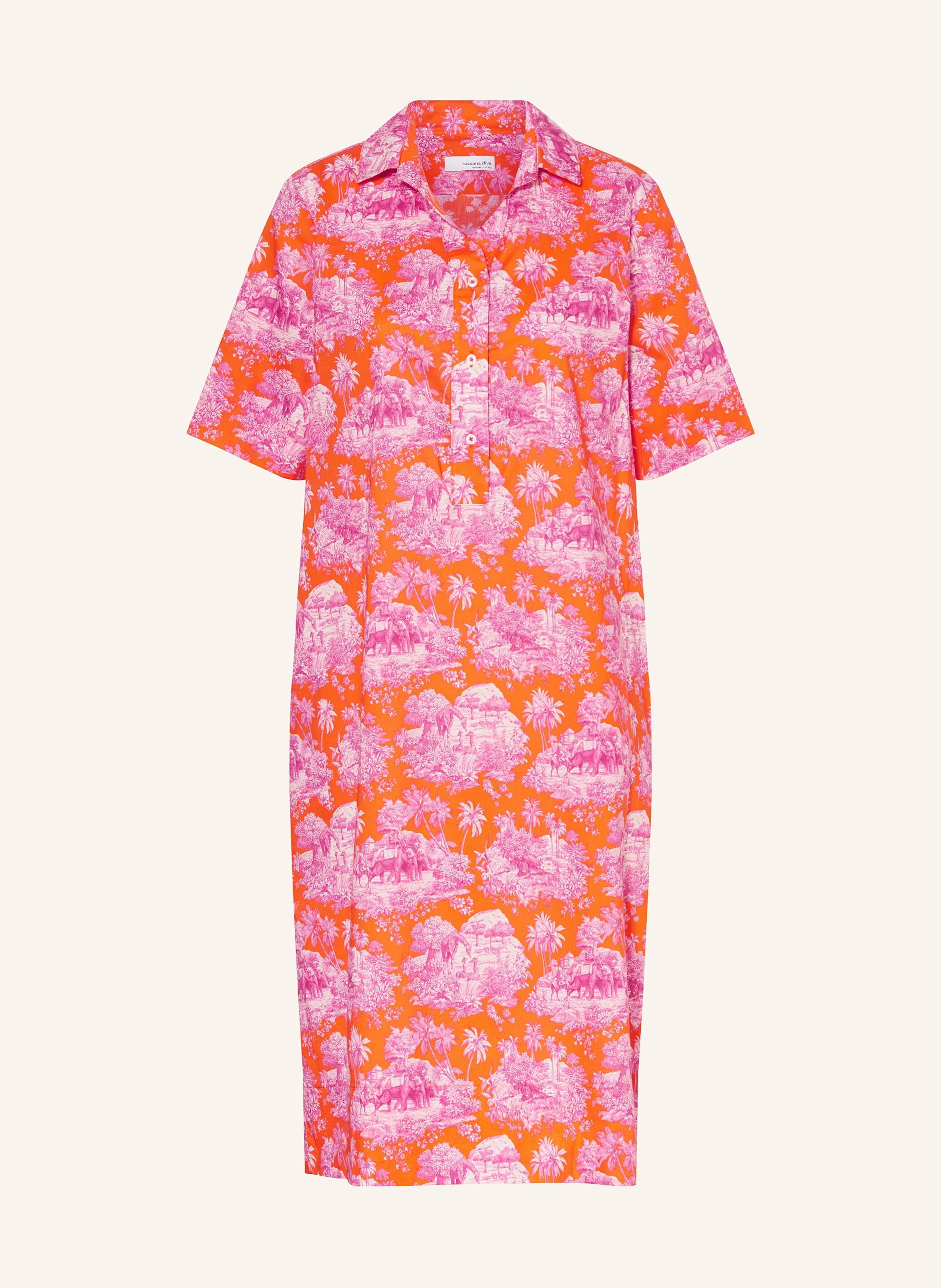 strapless open back dress Women's Lamora Orange Leaf Breeze Shirt Dress – Trendia main image 0