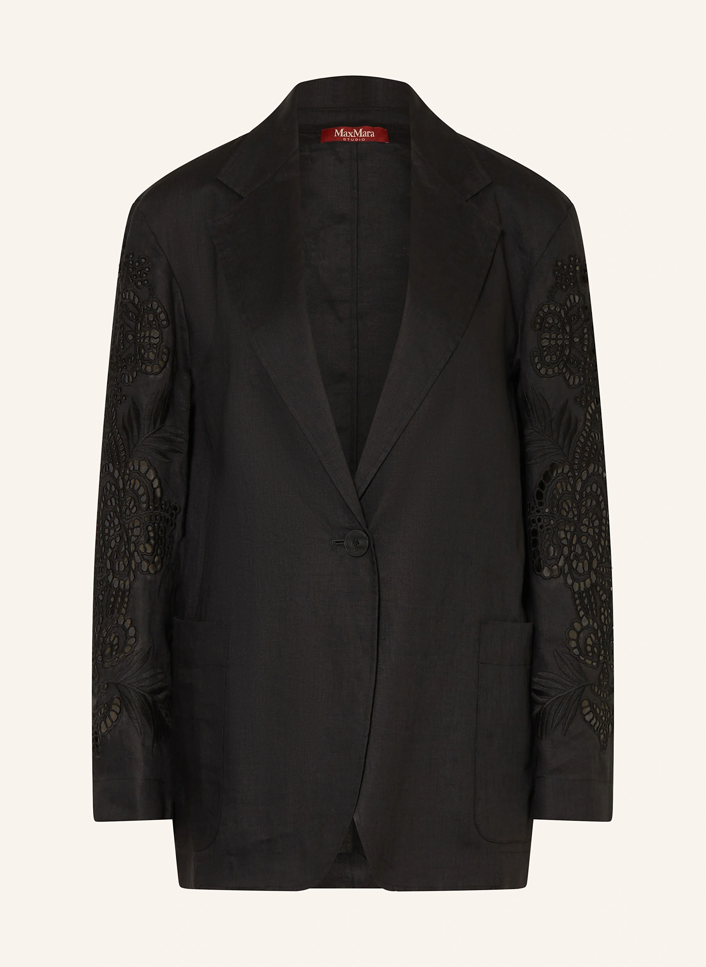 Max Mara STUDIO ANGIZIA linen blazer with lace in black