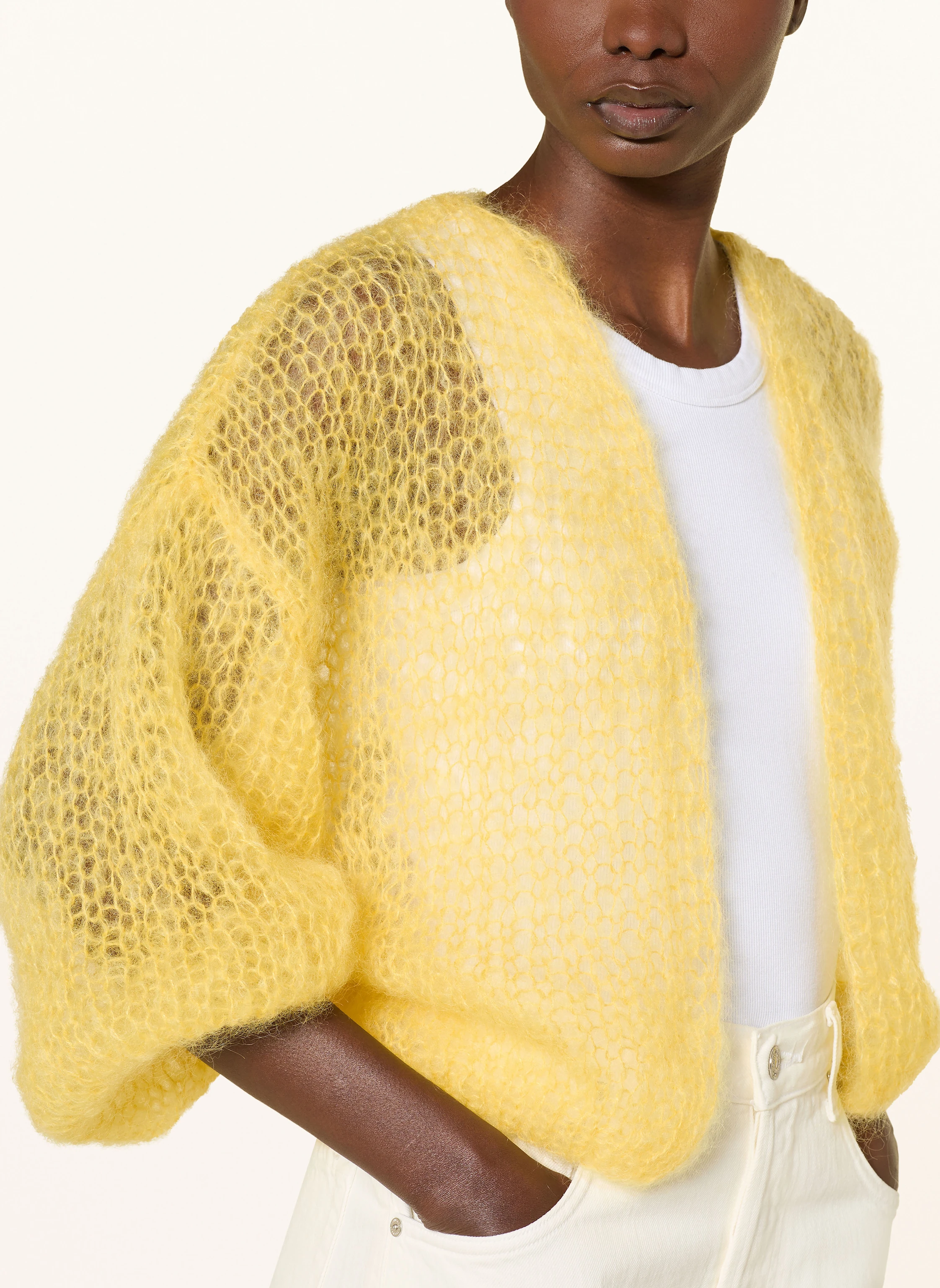 MAIAMI Knit cardigan in MOHAIR in dark yellow