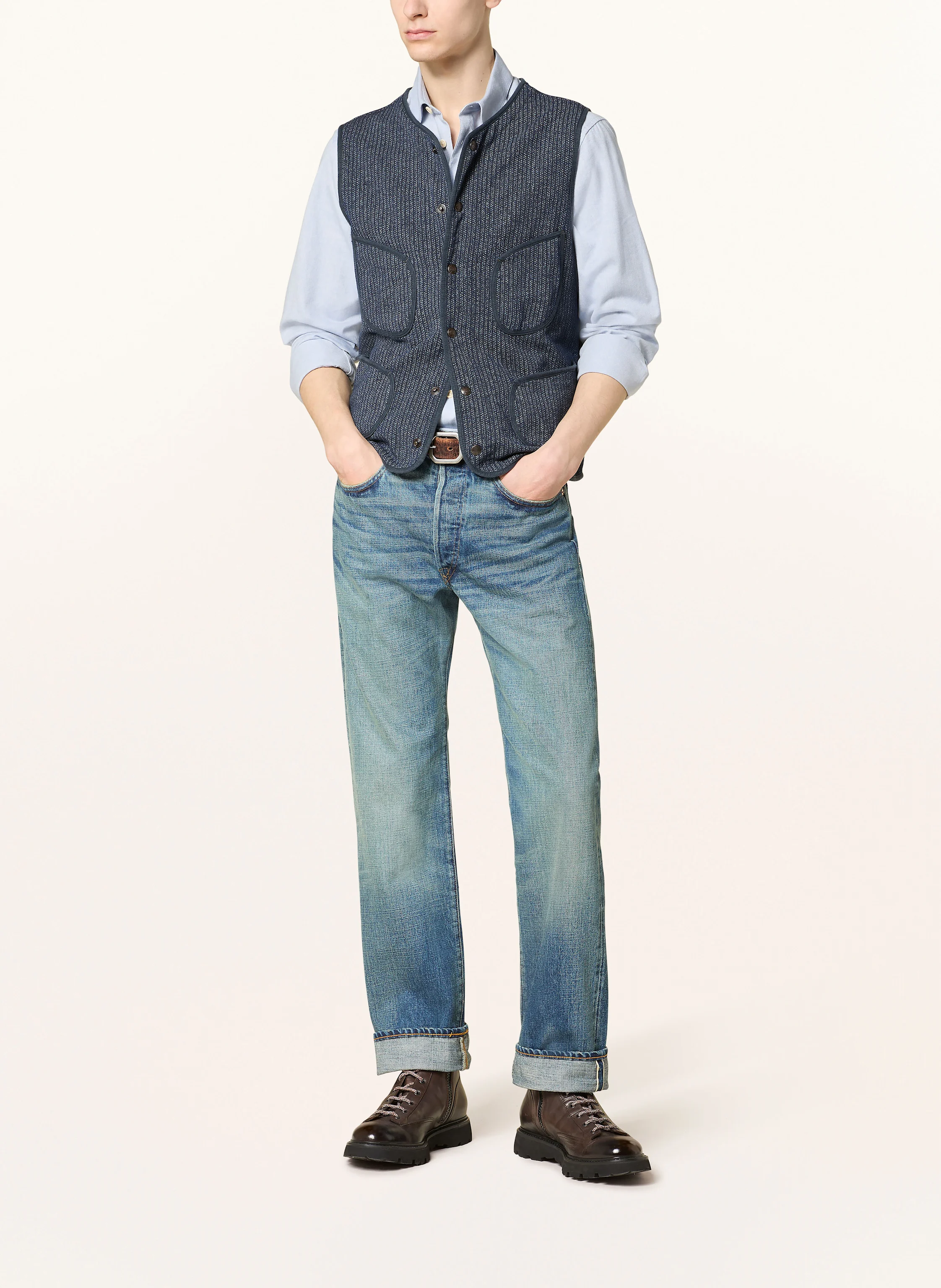 RRL INDIGO STRIPE WAIST COAT VEST 超貴重 RRL Vest in dark blue