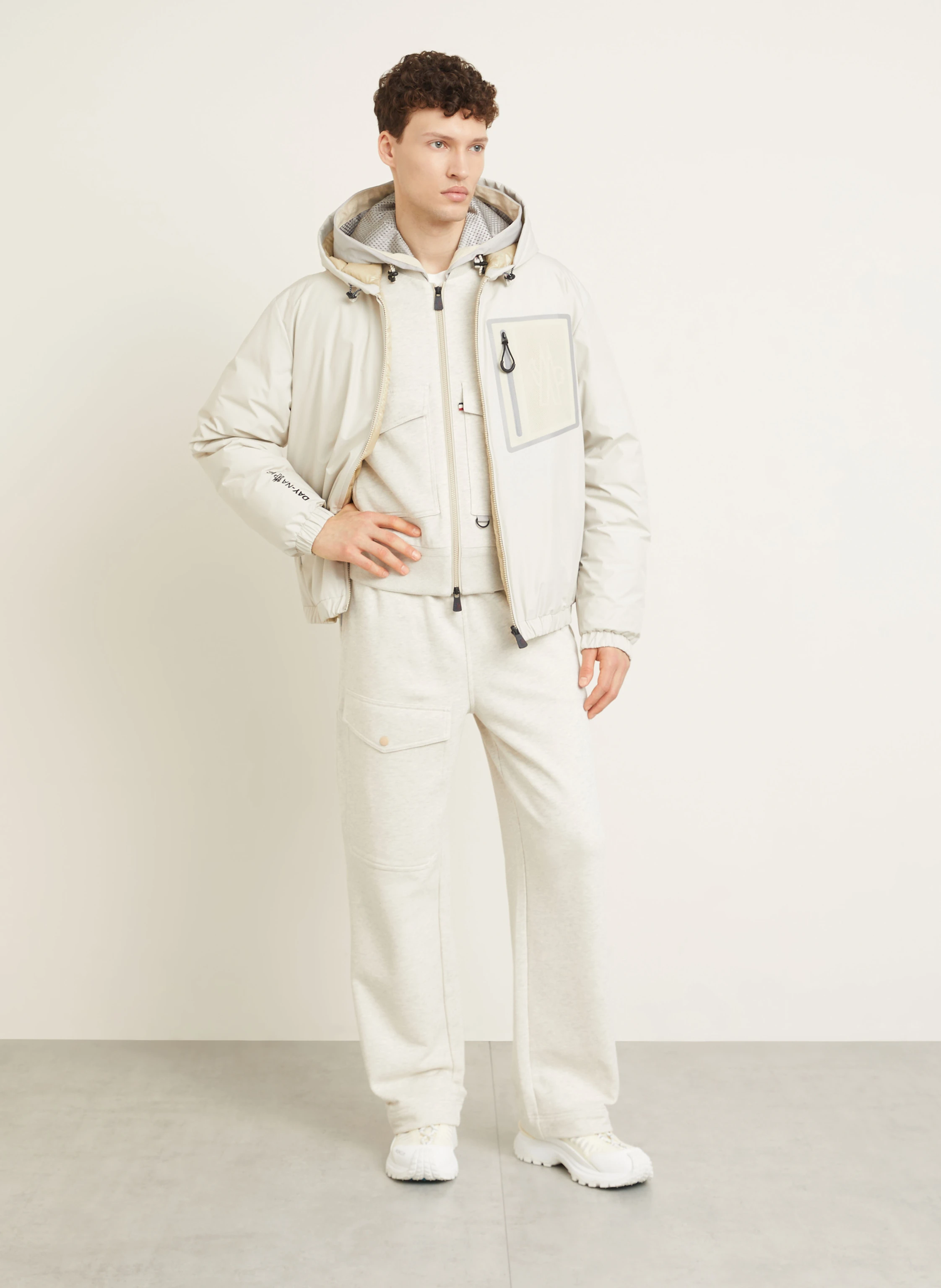 MONCLER GRENOBLE BERGUN reversible down jacket in cream