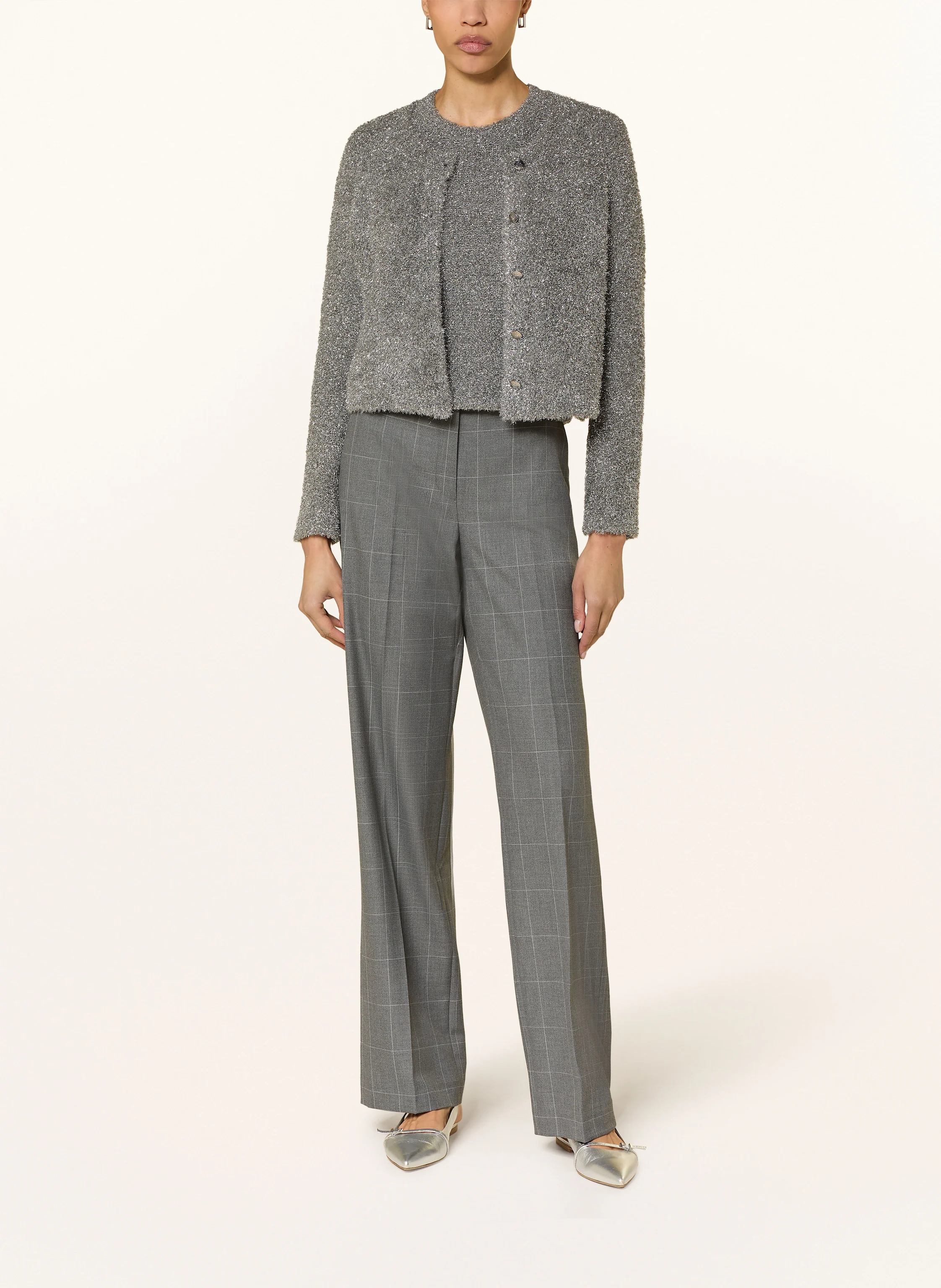 RIANI Knitted shirt with glitter thread: GRAY / SILVER