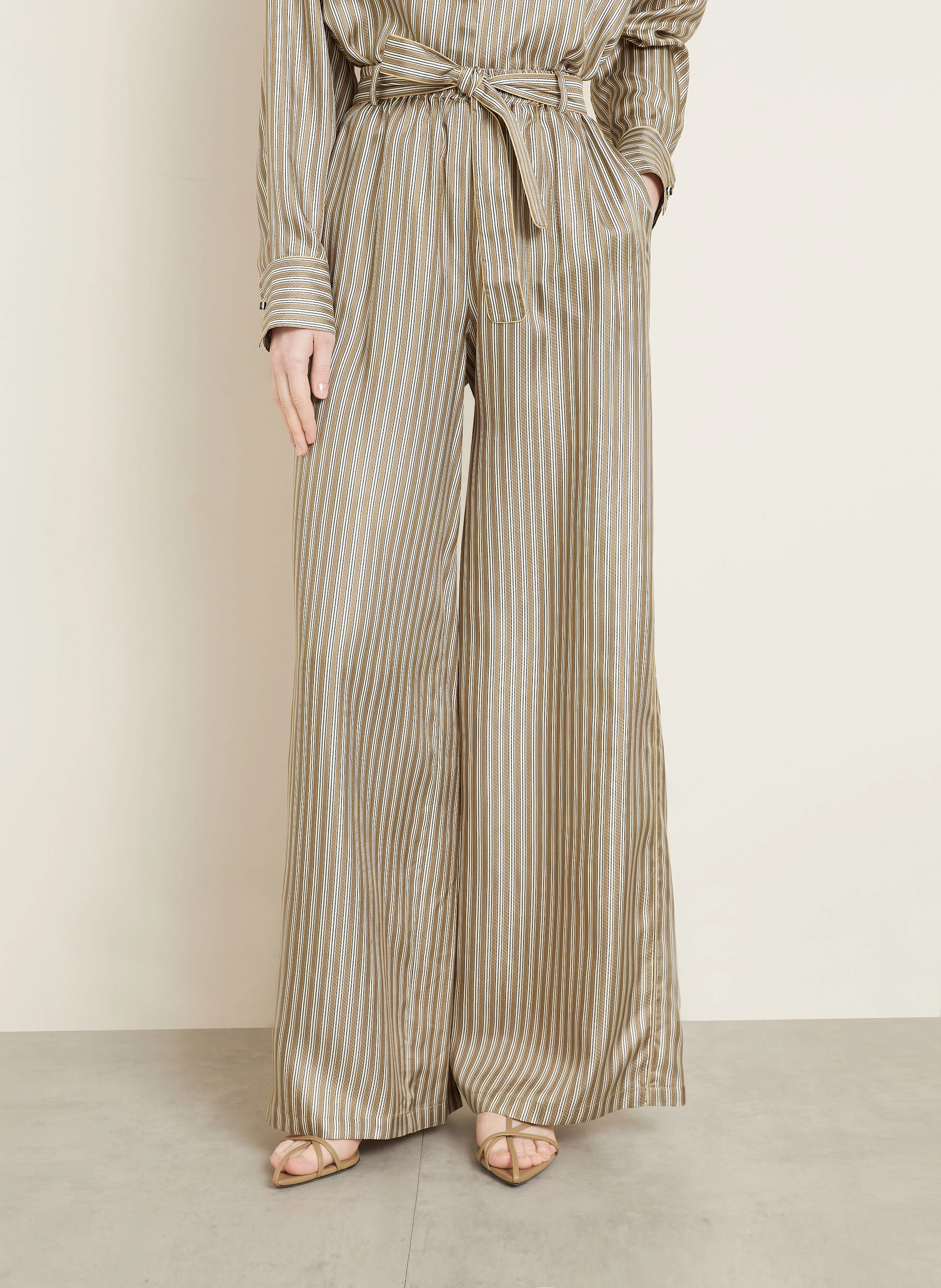 【関税&送料込】Max Mara Ladino Striped Silk Trousers Max Mara Ladino Stripe Belted Wide Leg Silk Pants | Nordstrom