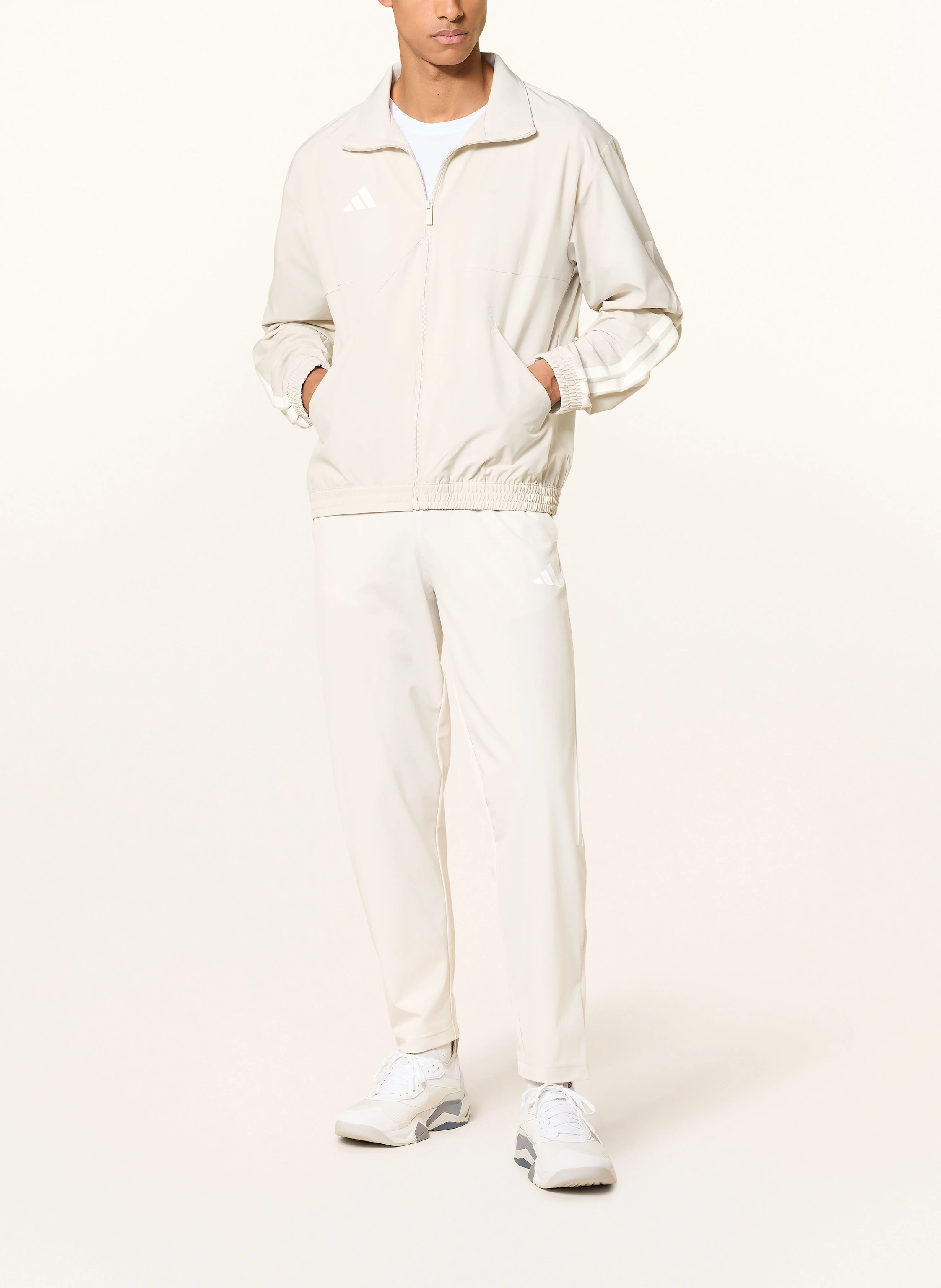 adidas HOUSE OF TIRO WOVEN tracksuit jacket in cream/ white