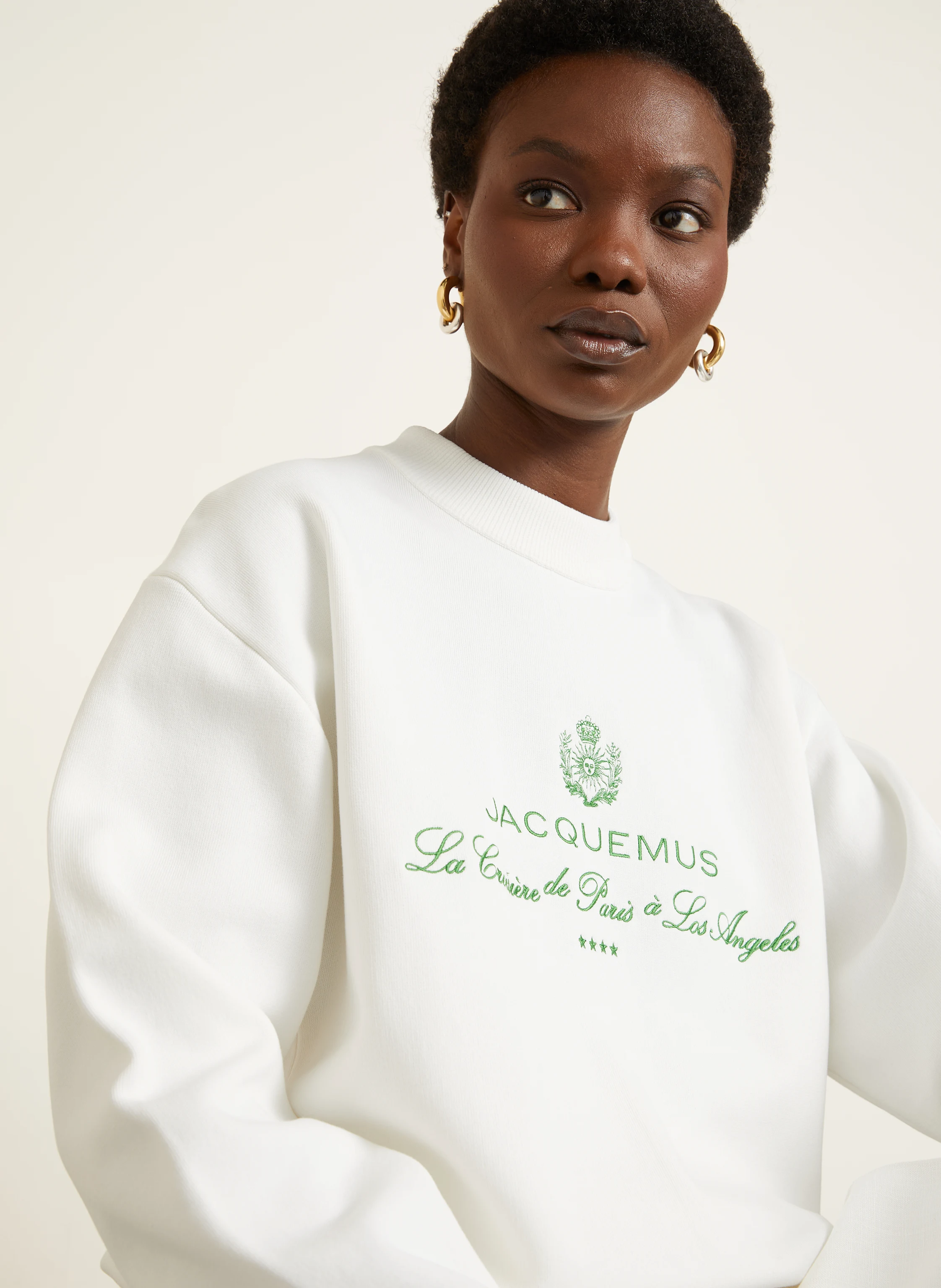 スウェット・トレーナー JACQUEMUS The Venice Logo Sweatshirt White Venice logo embroidered sweatshirt in white - Jacquemus