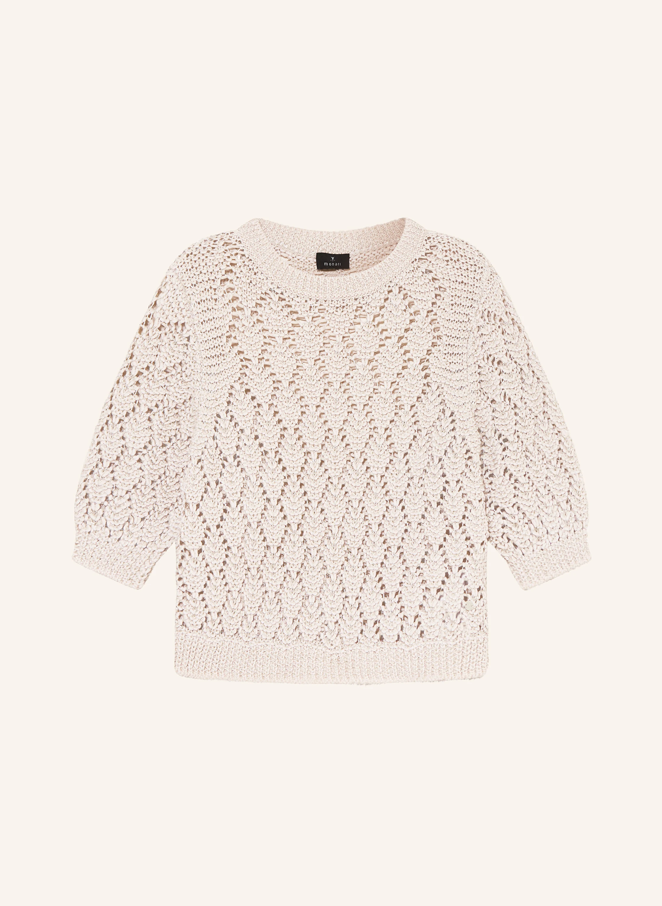 monari Pullover mit 3/4-Arm und Glitzergarn in hellbraun