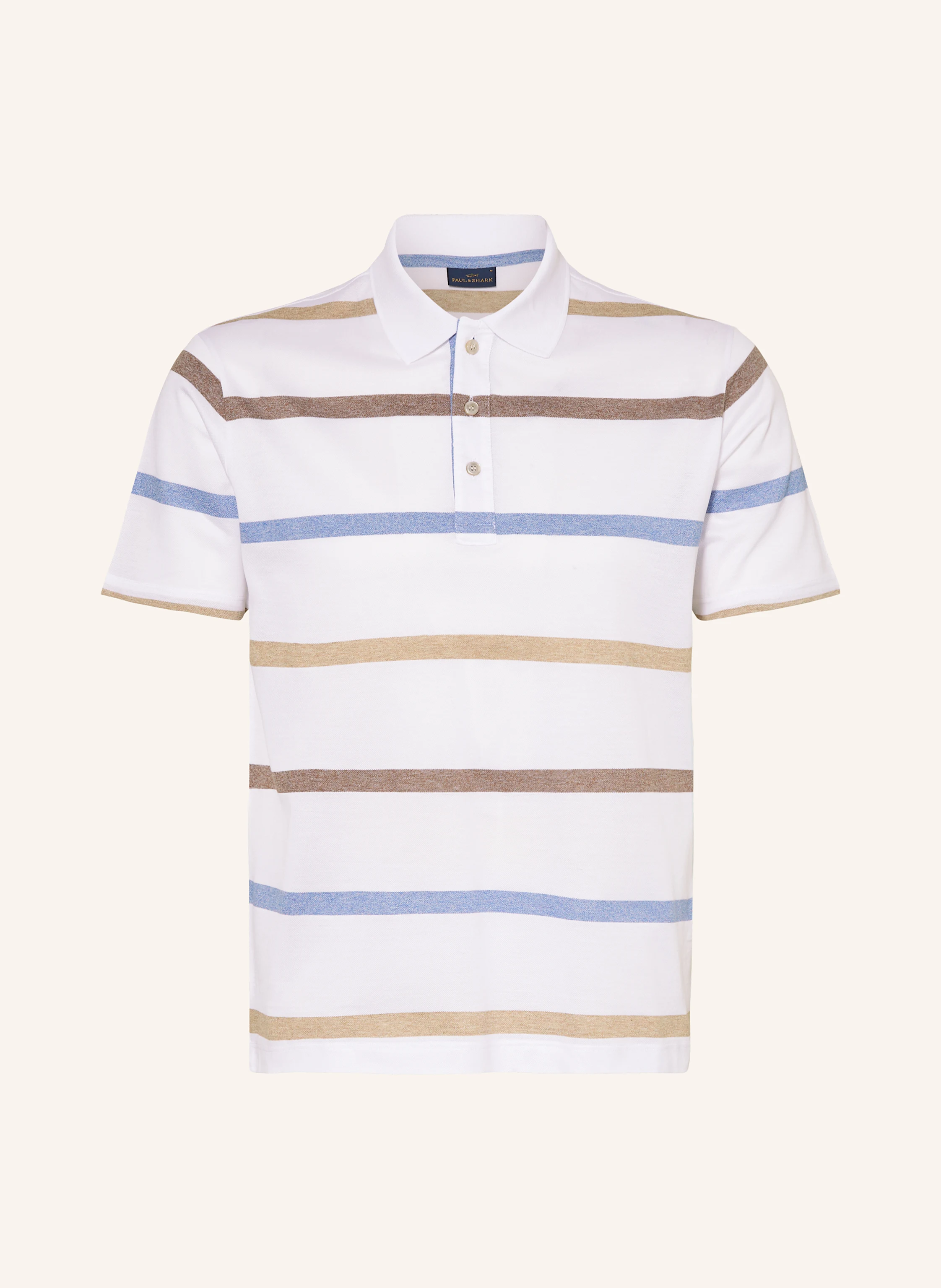 PAUL & SHARK Piqué polo shirt: WHITE / BLUE / BROWN