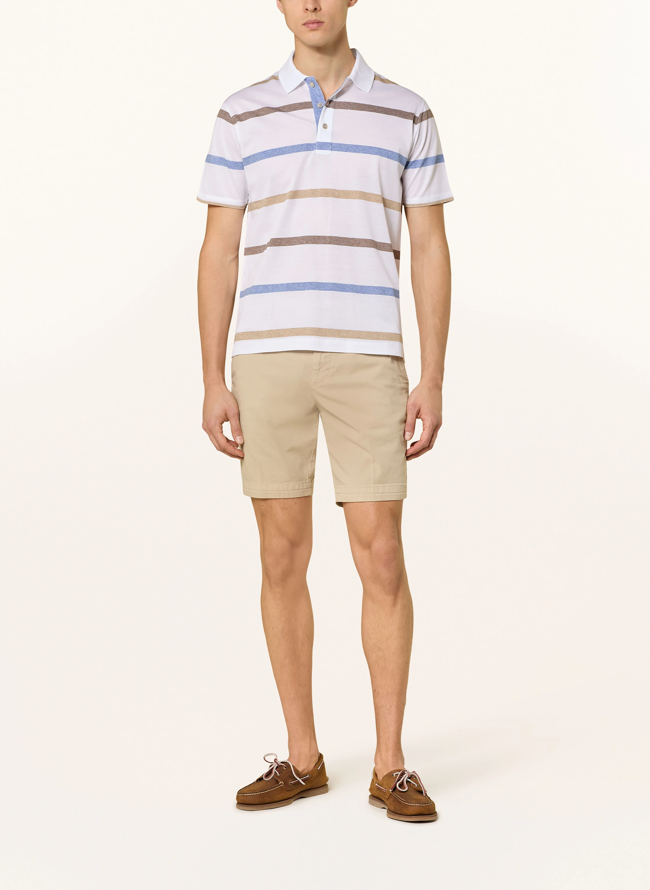 PAUL & SHARK Piqué polo shirt: WHITE / BLUE / BROWN