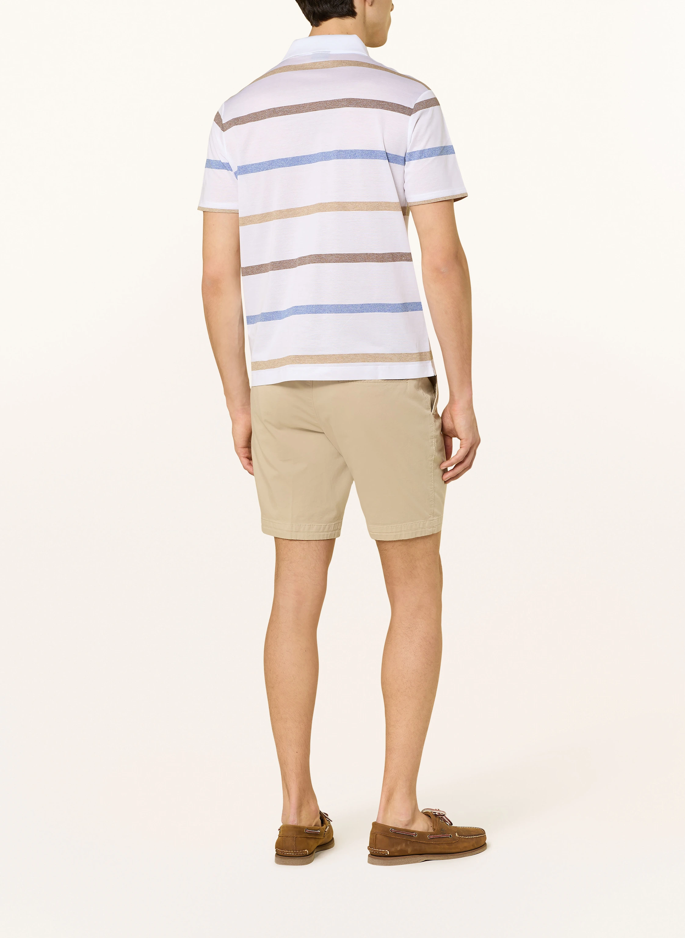 PAUL & SHARK Piqué polo shirt: WHITE / BLUE / BROWN