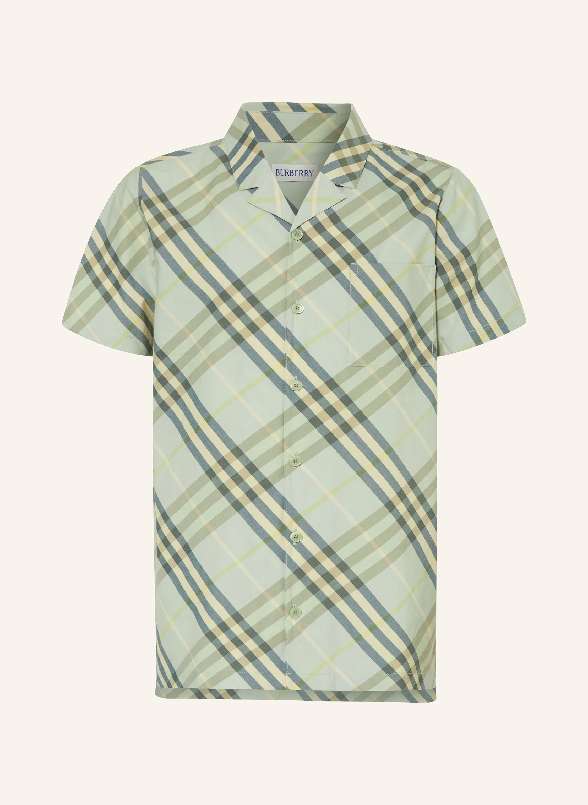 BURBERRY Short sleeve shirt in mint/ ecru/ blue