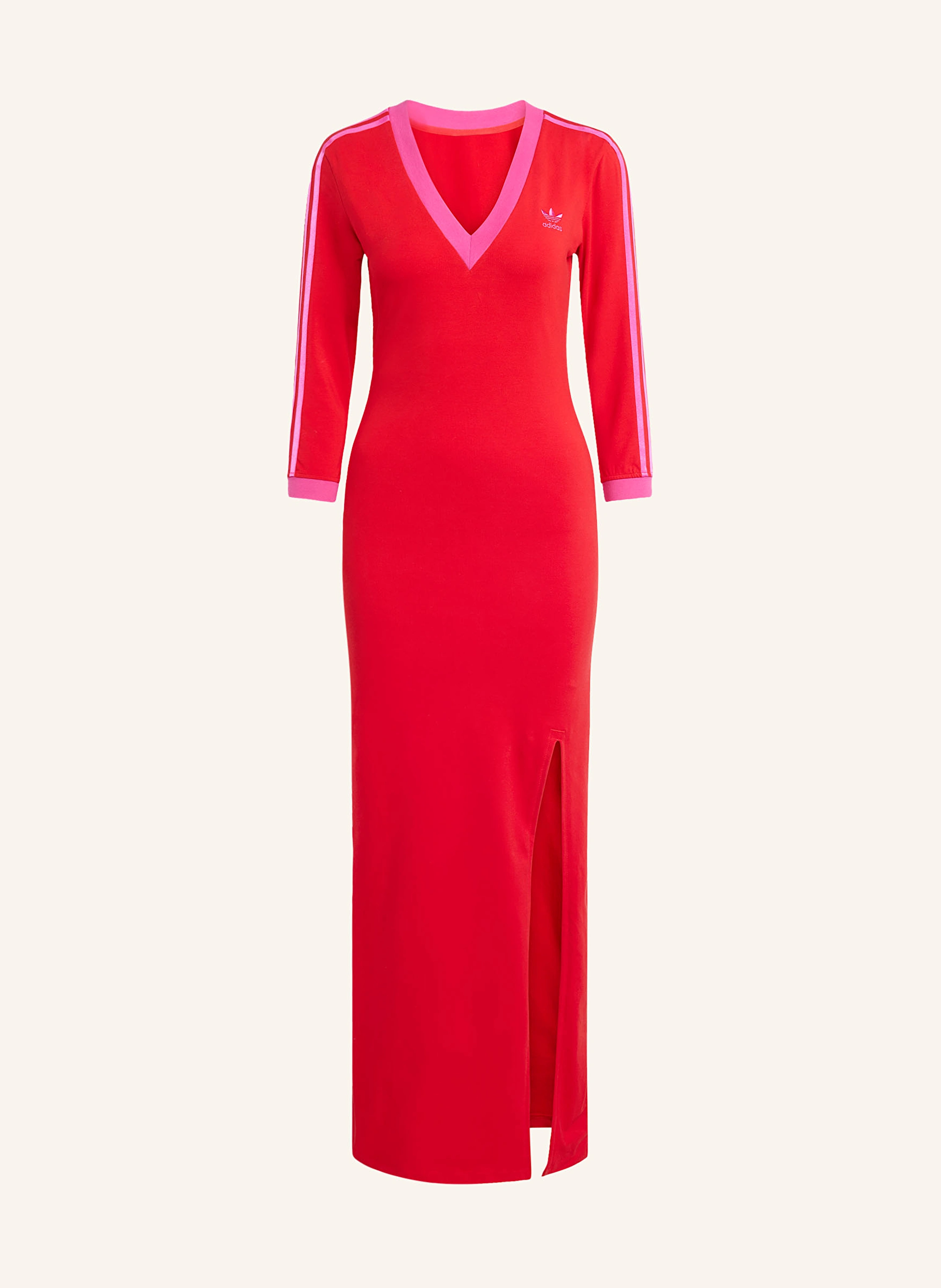 adidas Originals ADICOLOR CLASSICS STRIPES MAXI dress in red/ pink