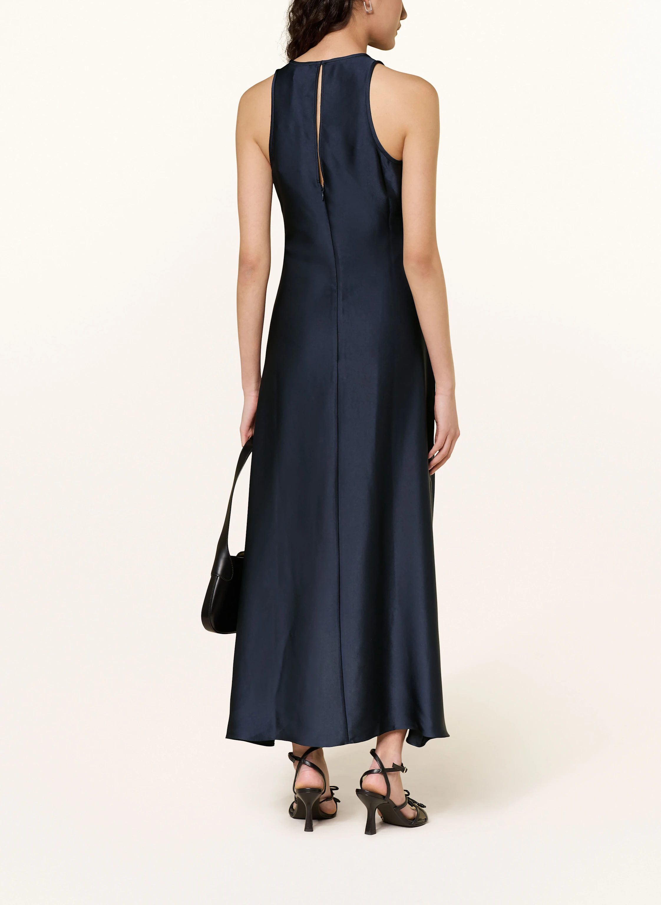 reiss navy satin dress Halston Satin Halter Neck Maxi Dress
