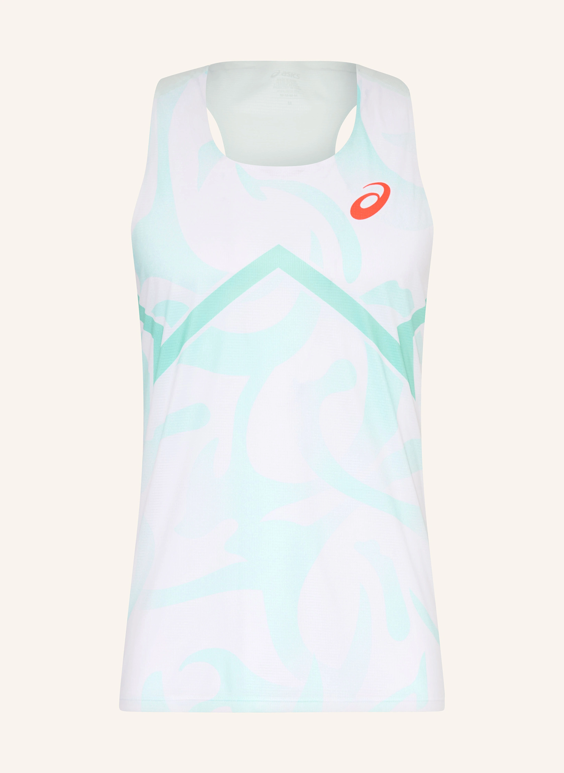 ASICS Running top LIGHT KNIT SINGLET in white/ mint