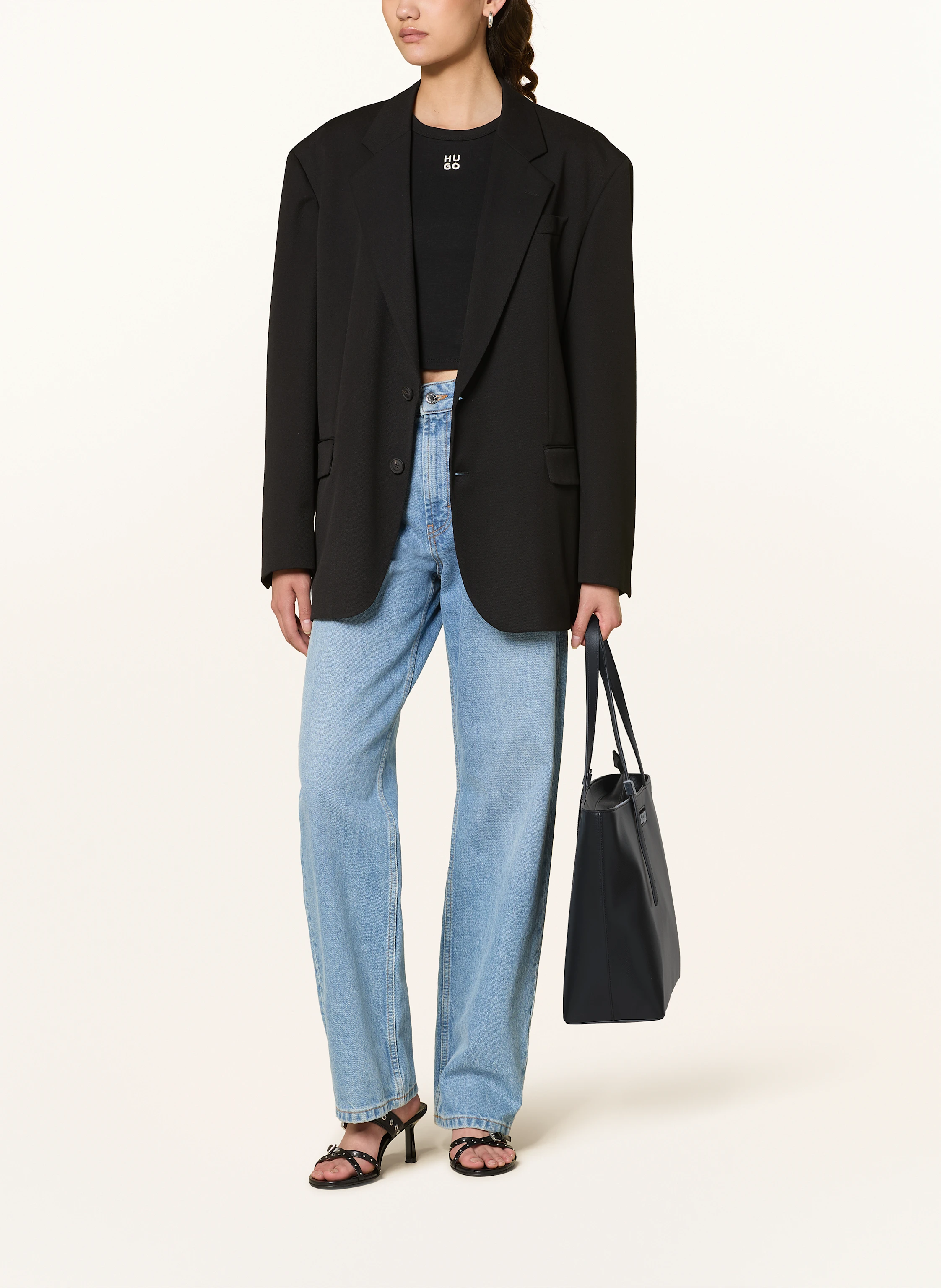 HUGO Mel 2.0 Tote Bag Donna, Colore Nero, Taglia Unica – In Poliuretano E Poliestere Riciclato, Con Tracolla Regolabile