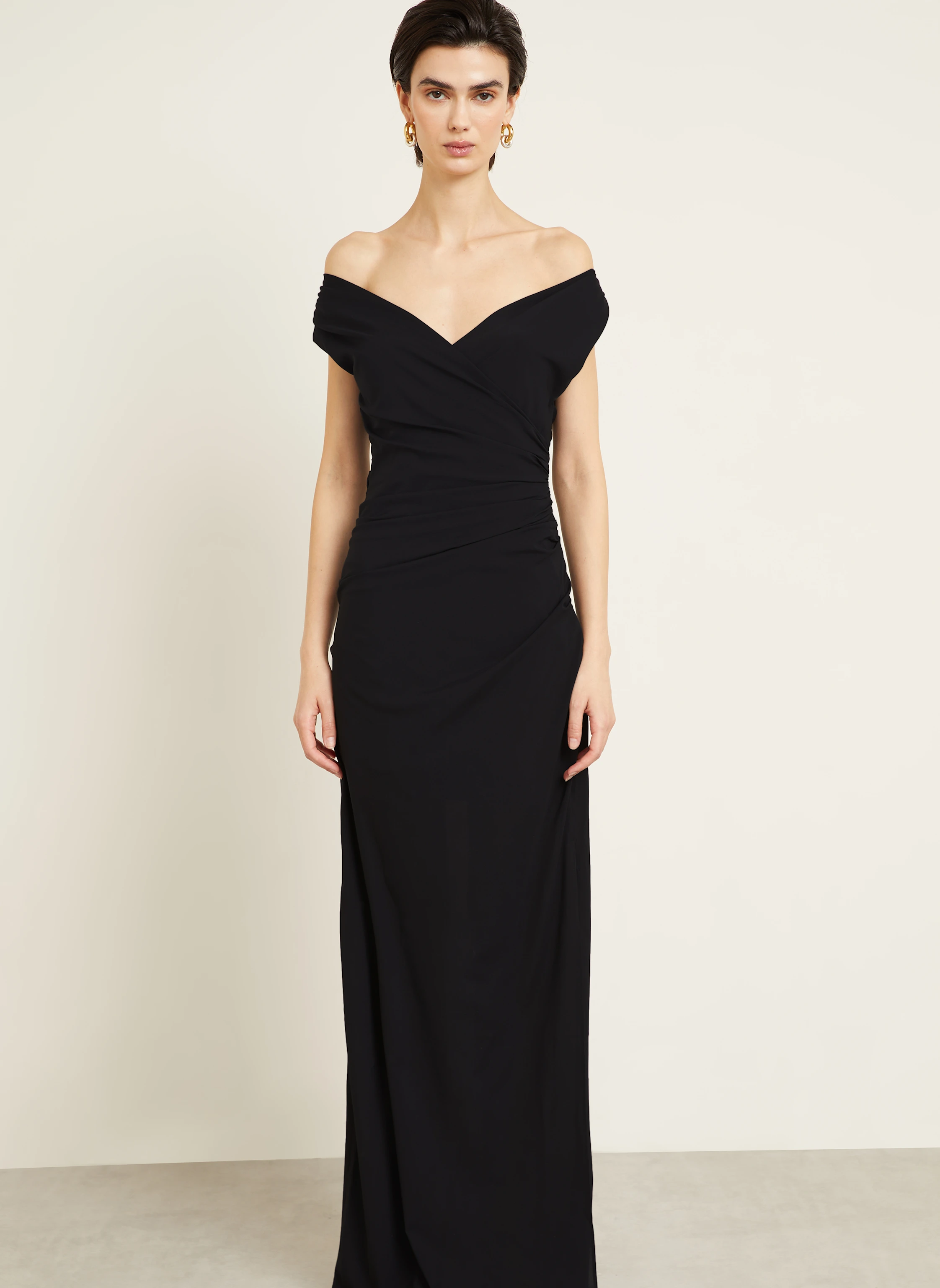 JACQUEMUS Off-shoulder dress LA ROBE RITA LONGUE in black