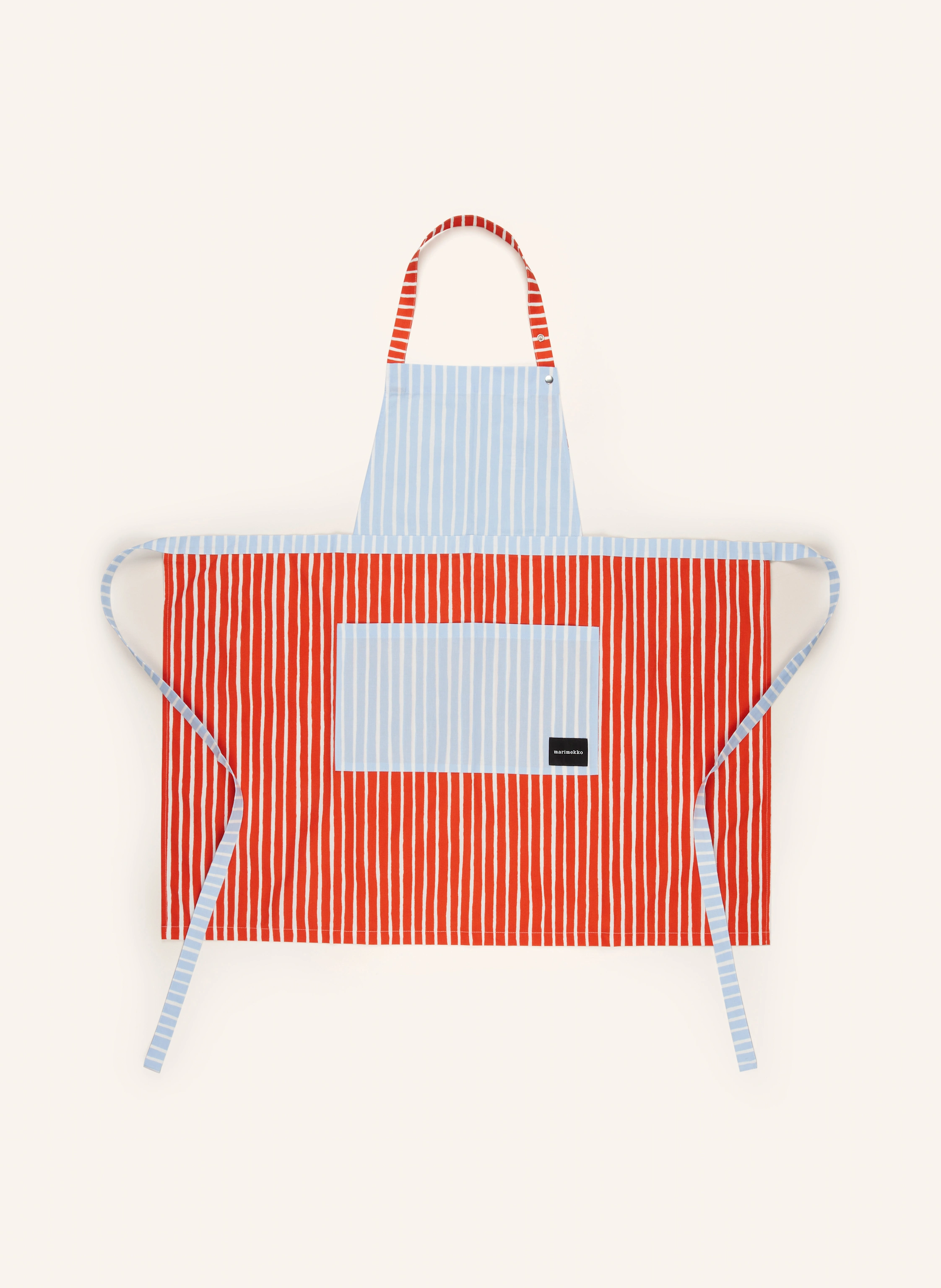 marimekko 3-piece Set PICCOLO: Apron and oven gloves: RED / LIGHT BLUE / WHITE