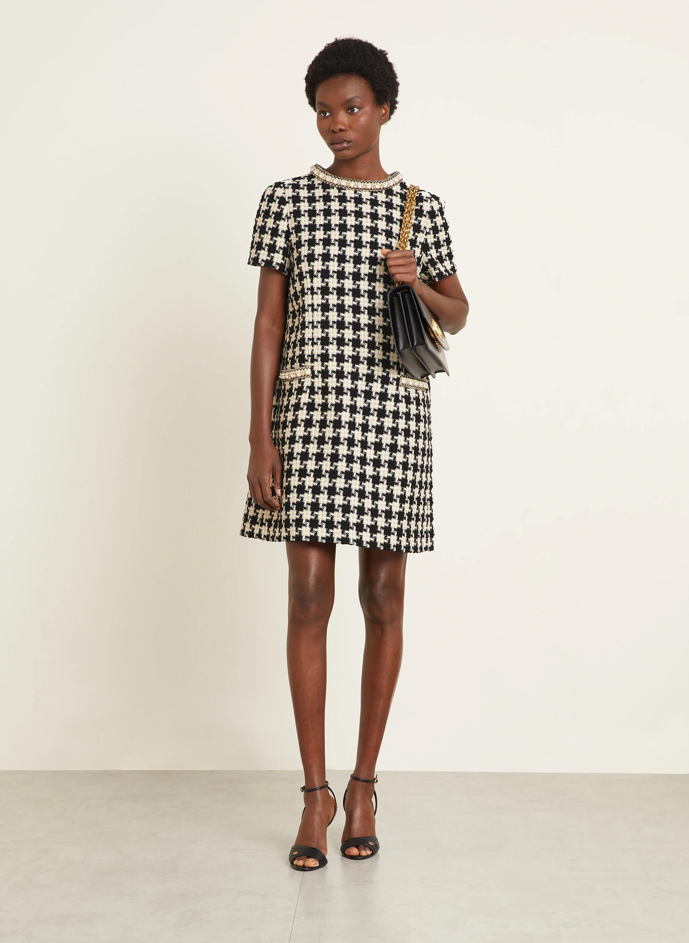 VALENTINO Tweed jurk in zwart/ wit