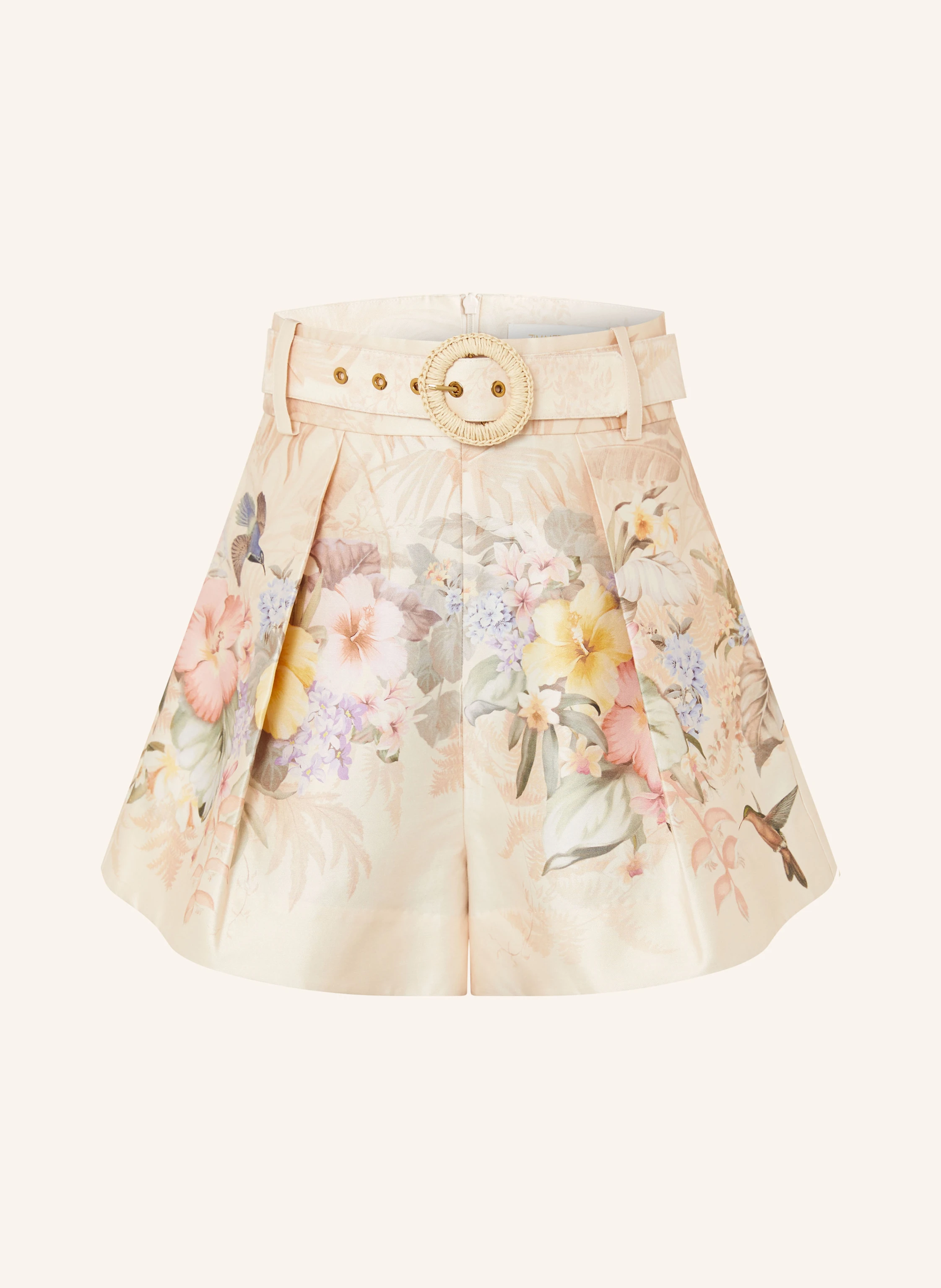 ショートパンツ ZIMMERMANN Printed Silk Blend Illuminate Shorts ZIMMERMANN Illuminate belted pleated floral-print silk and