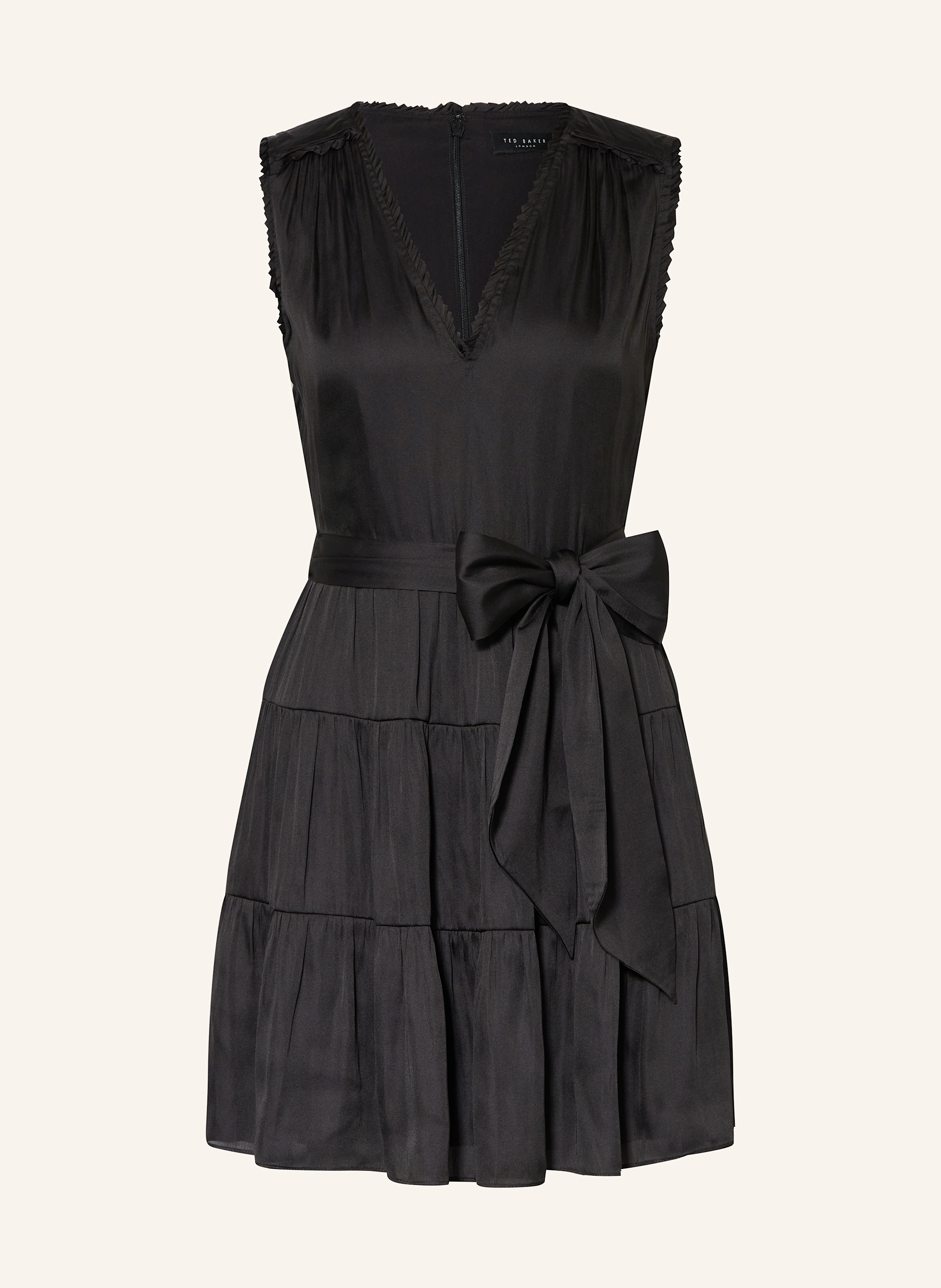 princess polly baby blue dress TED BAKER OTIANA satin dress with ruffles in black