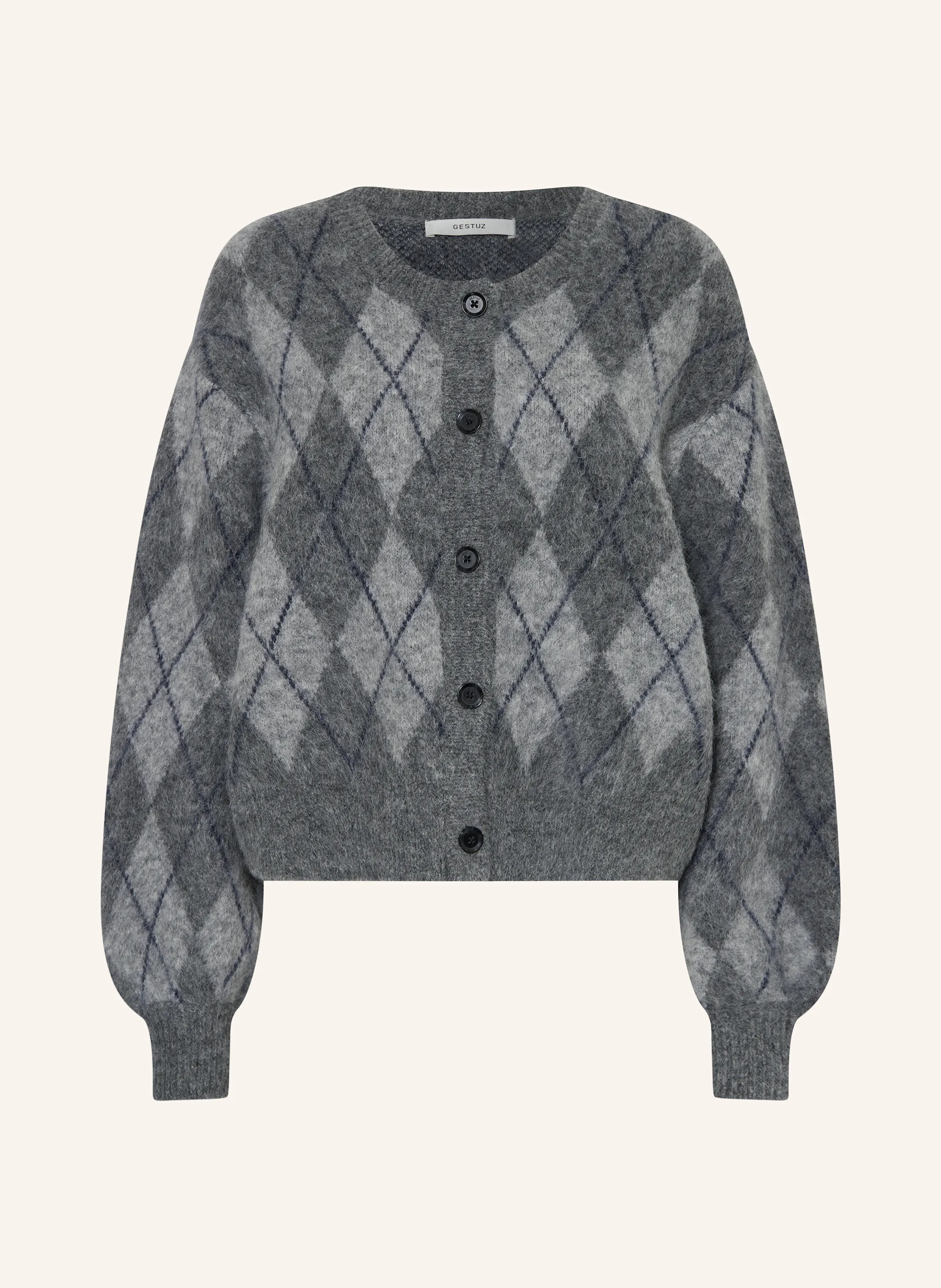 GESTUZ GZSASI alpaca cardigan in gray / dark gray / blue