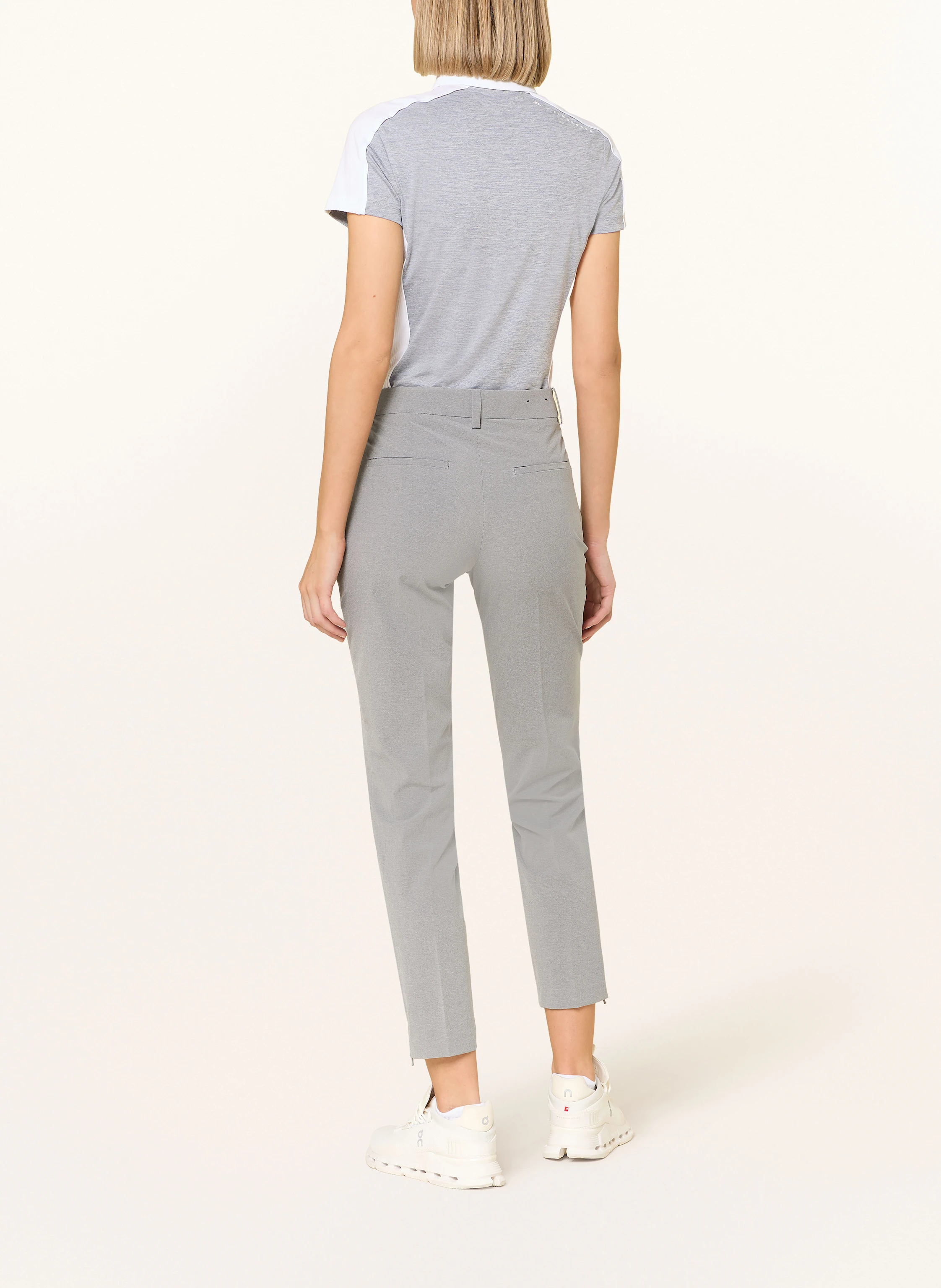 J.LINDEBERG Performance polo shirt: GRAY / WHITE