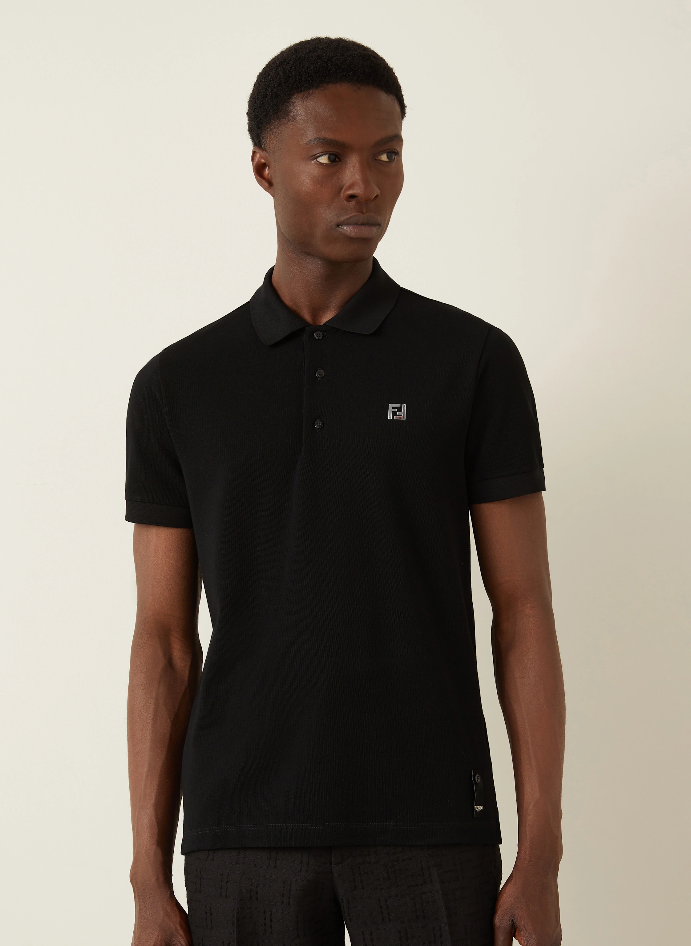 FENDI Piqué polo shirt regular fit in black
