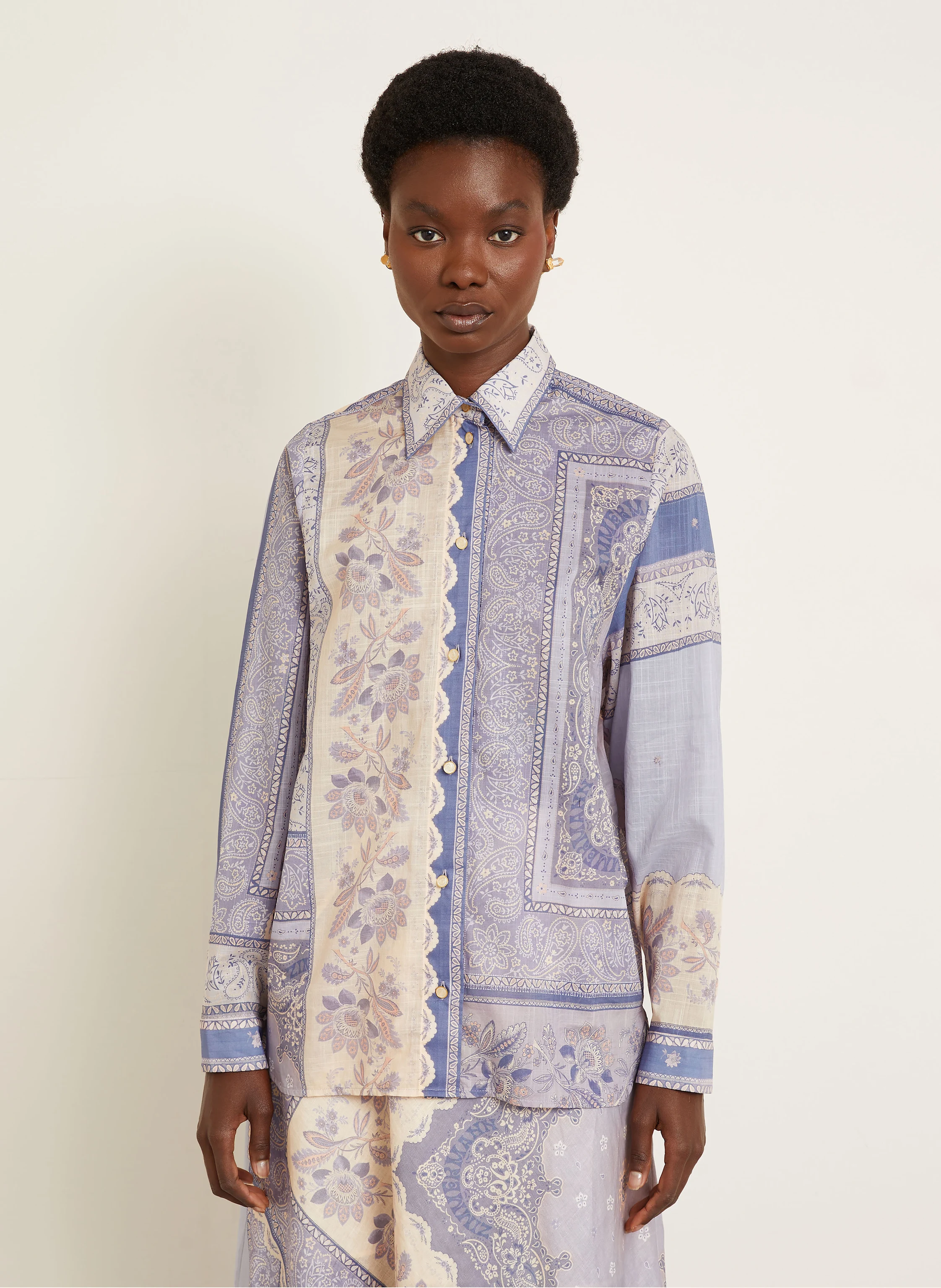 ZIMMERMANN Shirt blouse LUCKY in cream / purple / light purple