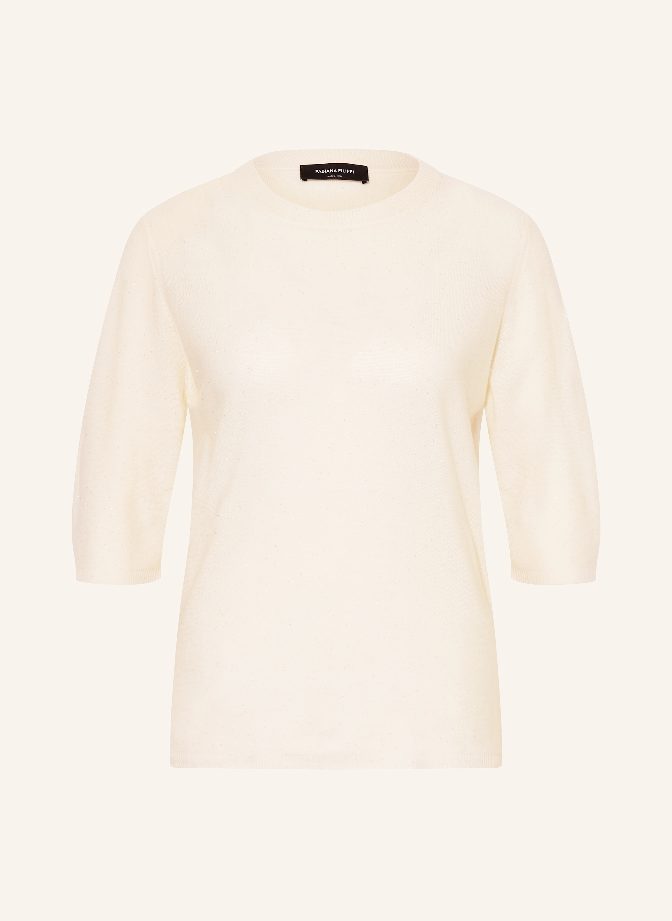 FABIANA FILIPPI グレー 半袖 Tシャツ 40サイズ Fabiana Filippi Elbow Sleeve Scoop Neck Ribbed T-Shirt in