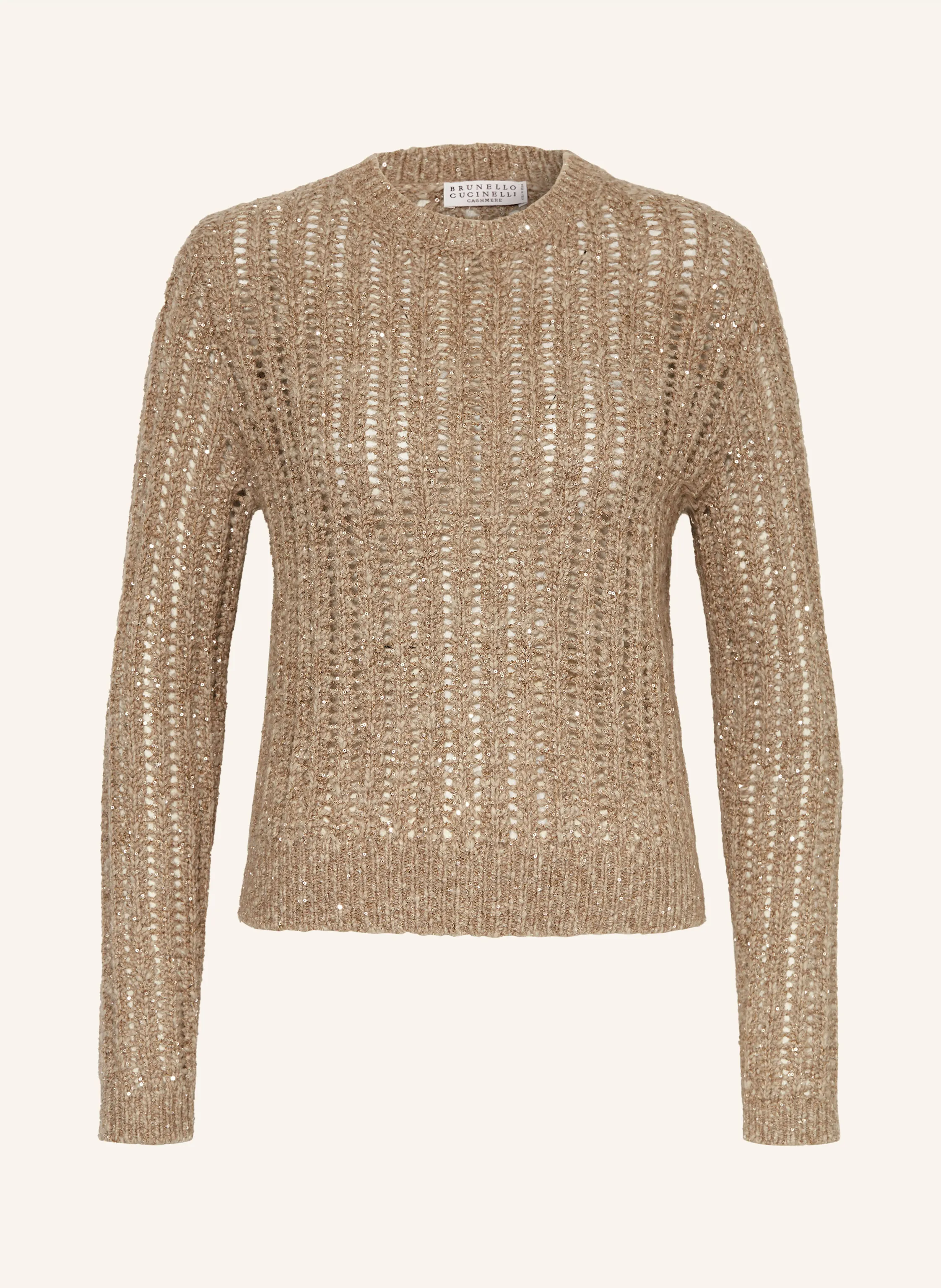 Pull En Maille Ouverte Brunello Cucinelli Taille XS - Métallisé Beige, Neuf