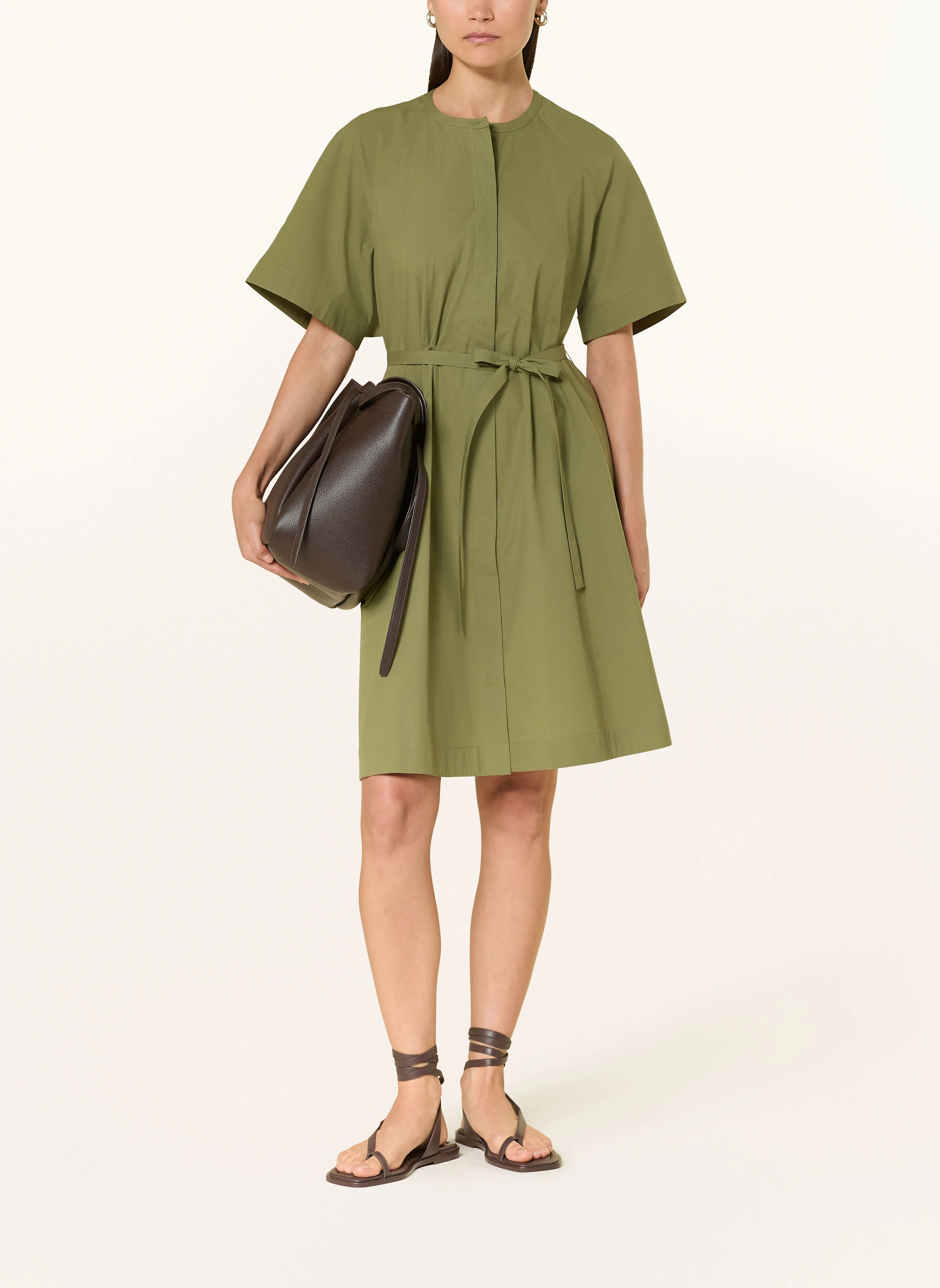 slim fit dress slacks COS OLIVE GREEN COLLARED BUTTON FRONT LONG SLEEVED SHIRT DRESS SIZE 12 –  Whispers Dress Agency main image 1