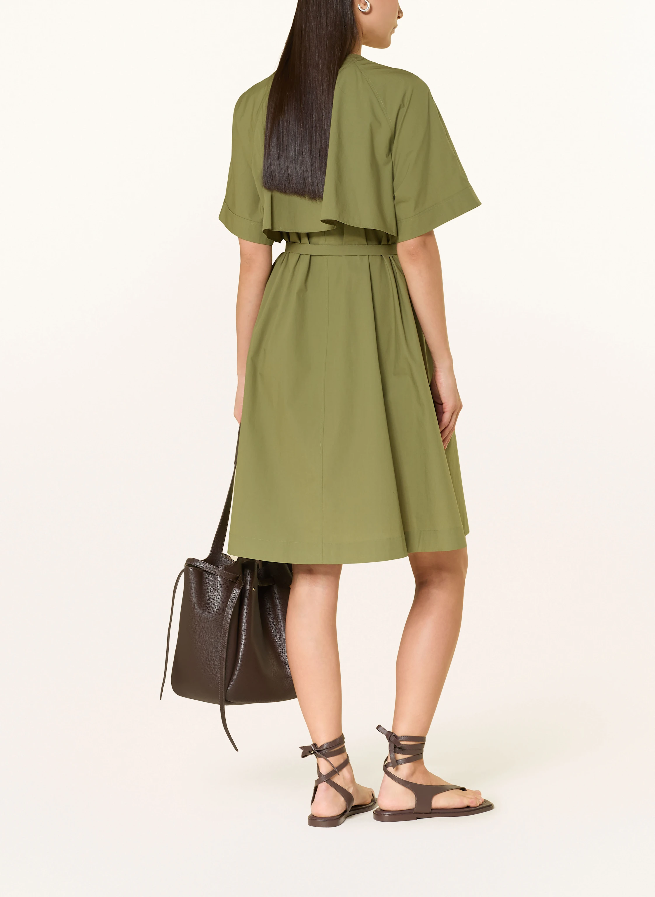 open lace back dress LONG OLIVE GREEN DRESS WITH CAPE main image 1