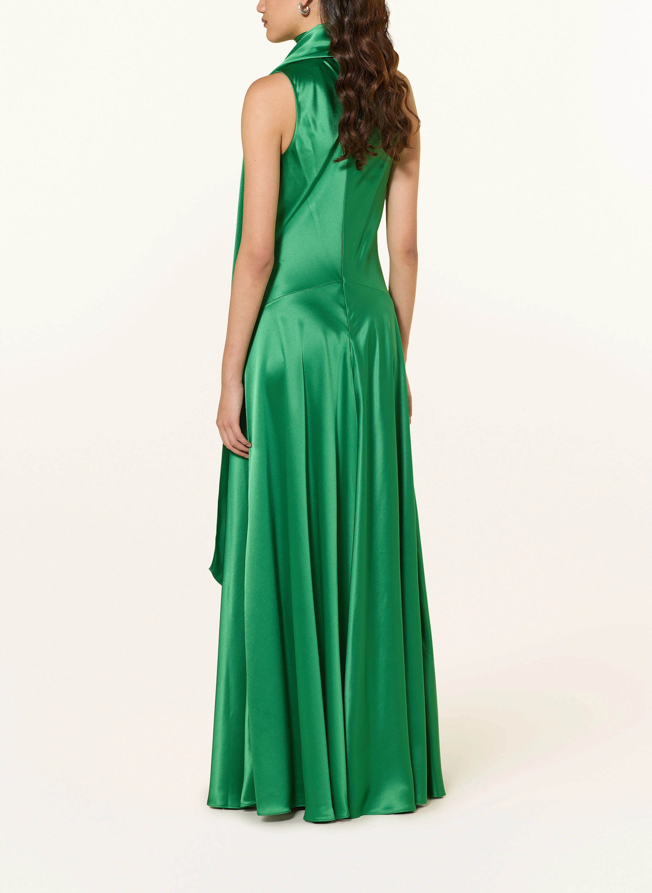 reiss green satin dress REISS Petite Fit Colette Ruched Sleeveless Maxi Dress, Khaki Green UK –  Reliked main image 0