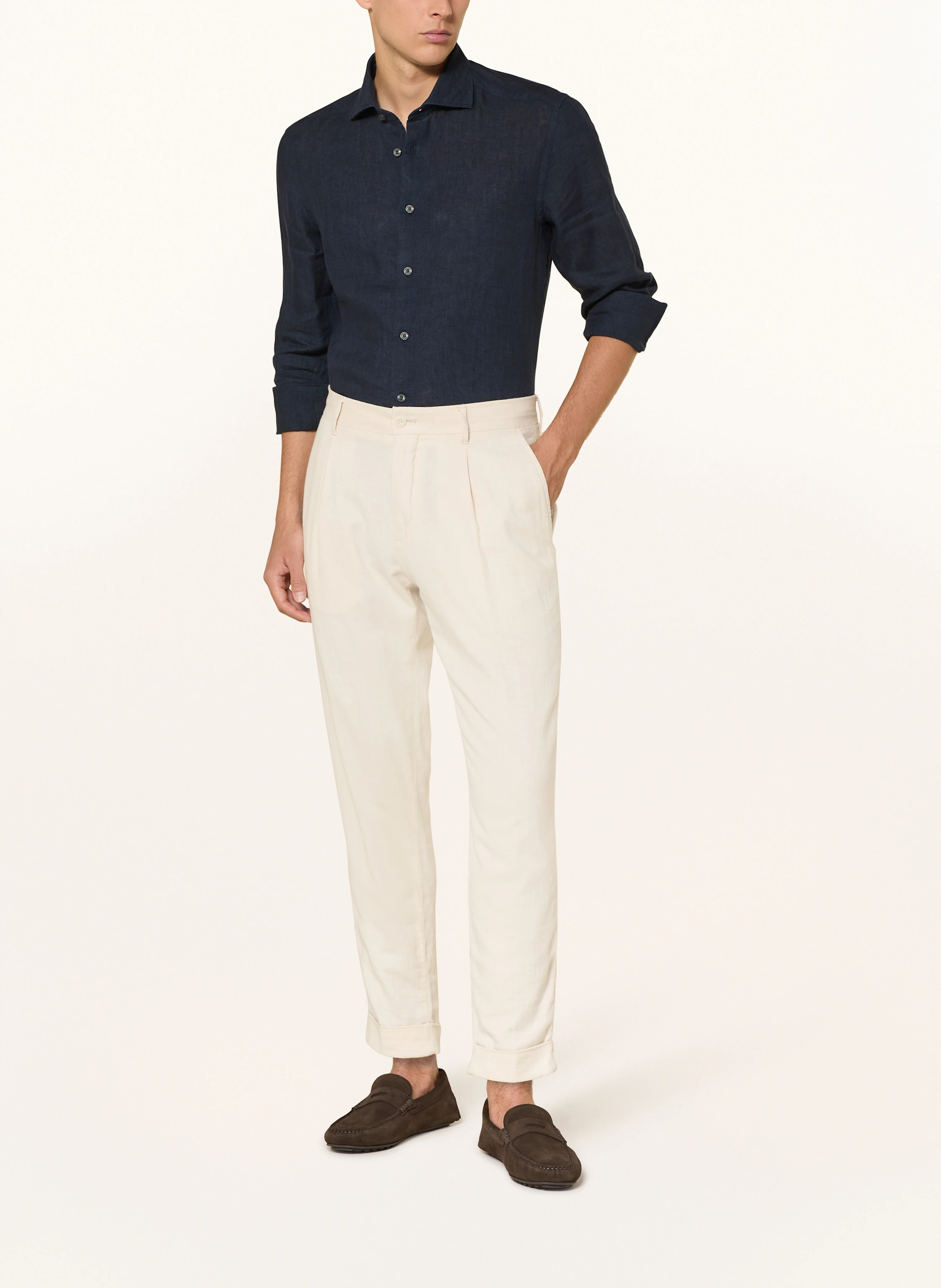 REISS Linen shirt RUBAN Regular Fit: DARK BLUE